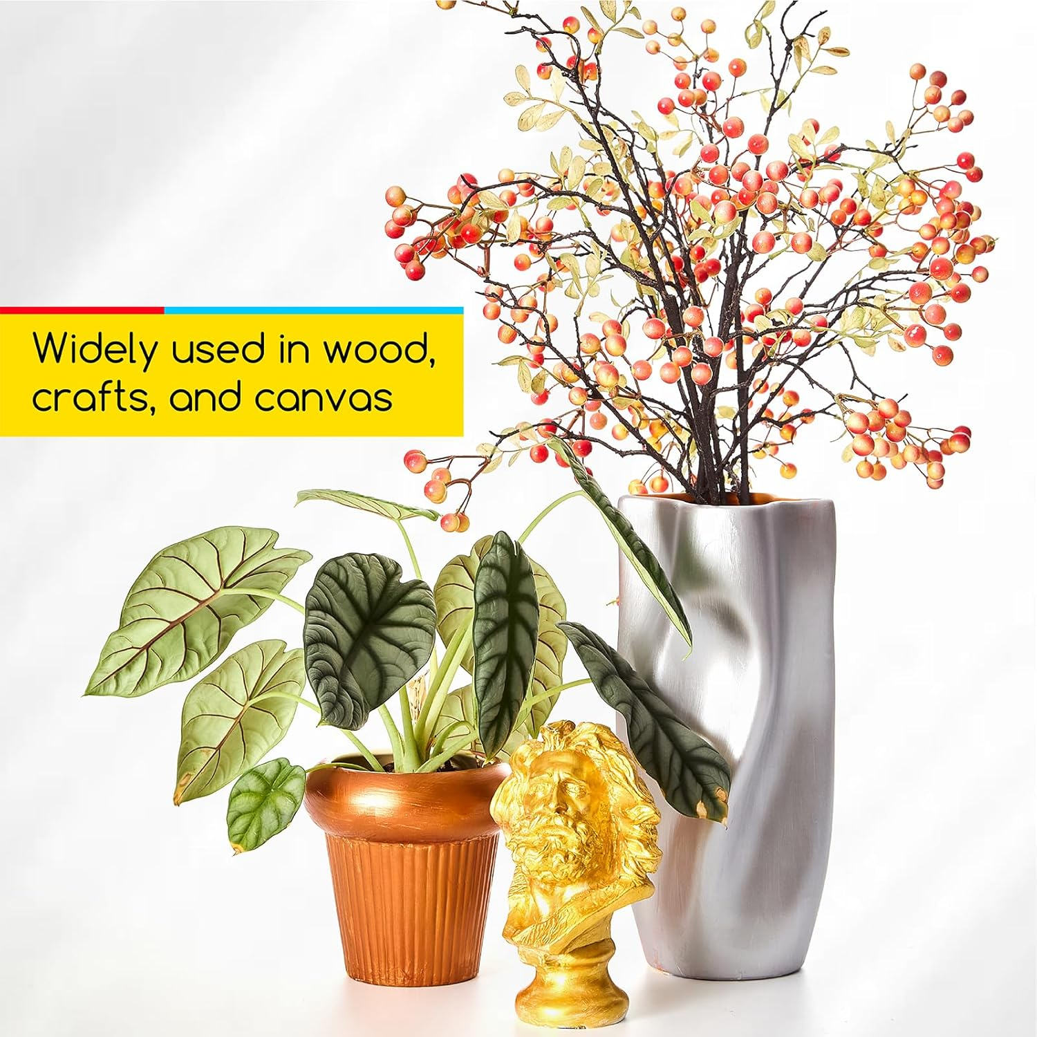 MEEDEN Metallic Gold Acrylic Paint: 1L Heavy Body Gold Paints for Painting on Canvas Crafts Wood Metal Plastic Wall Gift Wrapping - Silver image number 6