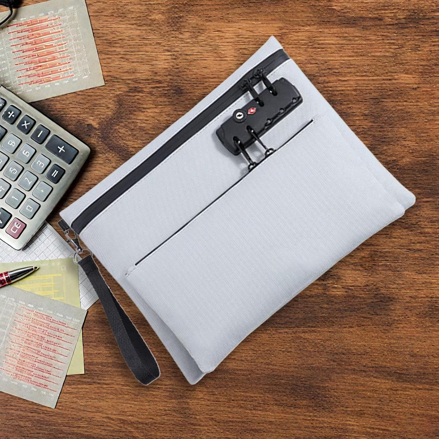 Locked Money Bag, Valuable Storage with Zipper, Fashion Double-Layer Locked Wallet for Cash Bank Men Women Notary Supplies Secure Document Organization