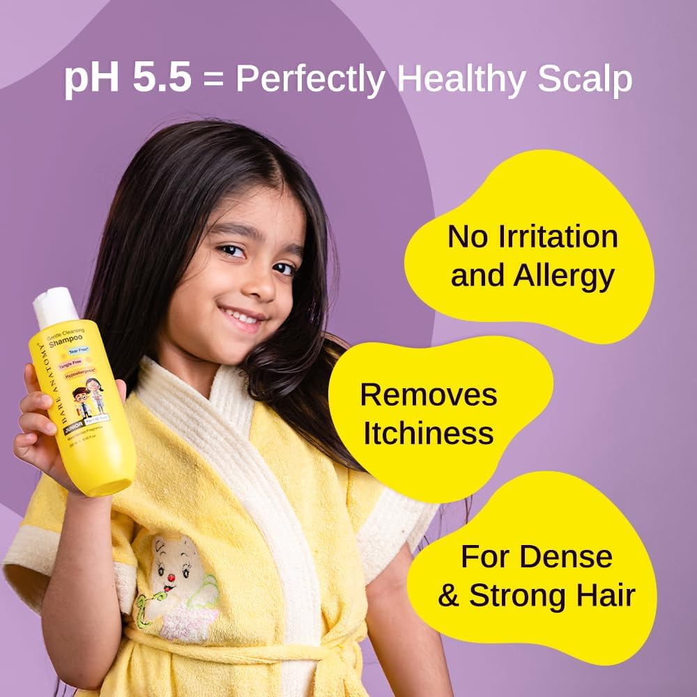 Bare Anatomy Junior Gentle Cleansing Shampoo for Kids from 5-12 Years | Tear-Free & Hypoallergenic Ph 5.5 | Coconut Milk Protein| Almond Oil| Vitamin E & Strawberry | SLS & Paraben Free 8.8 Floz image number 5