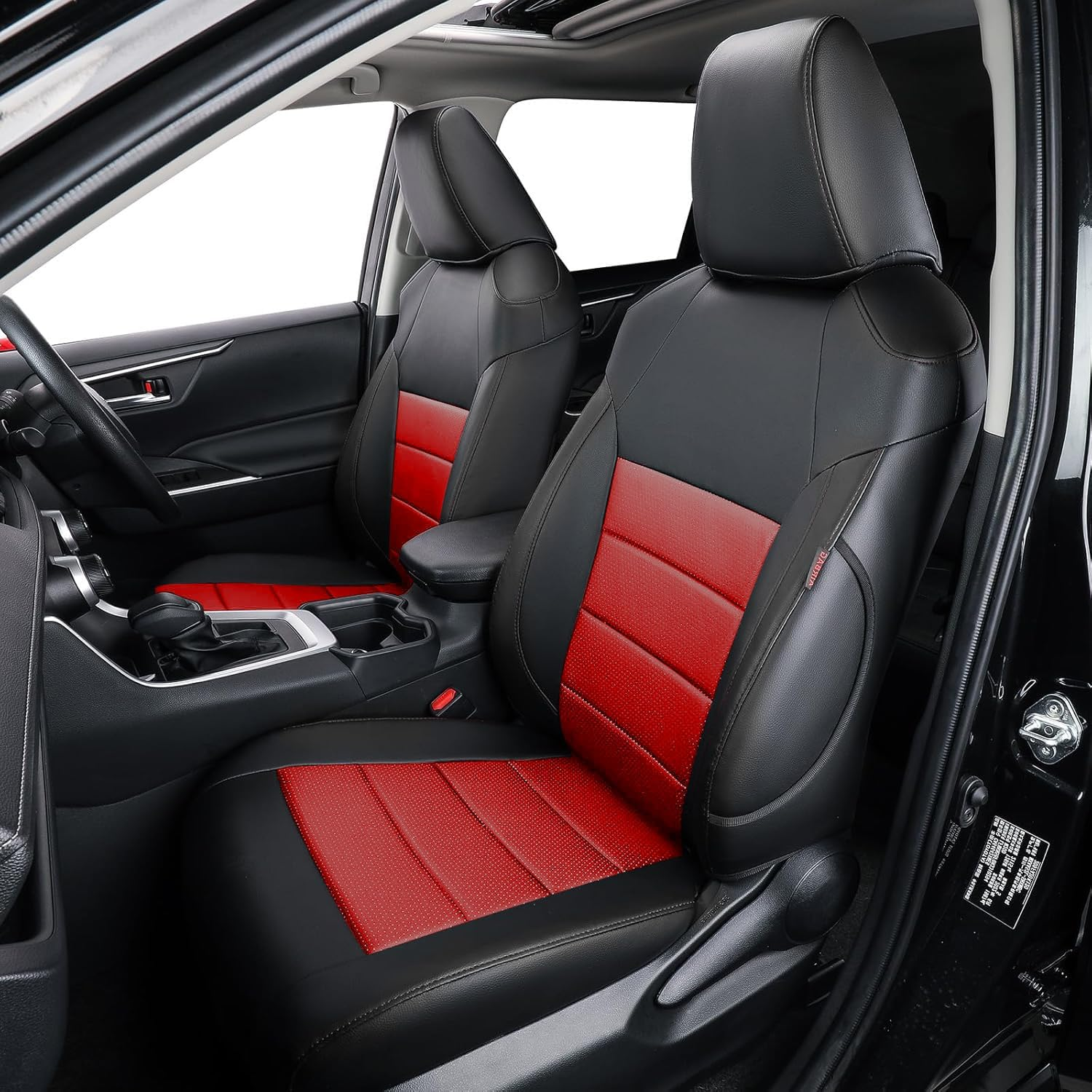 EKR RAV4 Hybrid Seat Covers Custom Fit for Toyota RAV4 Hybrid Cruiser/Hybrid Gx/Hybrid GXL 2019 2020 2021 2022 2023 2024 Leather Car Seat Covers Full Set -Nappa Leather A81 Diamond(Black)