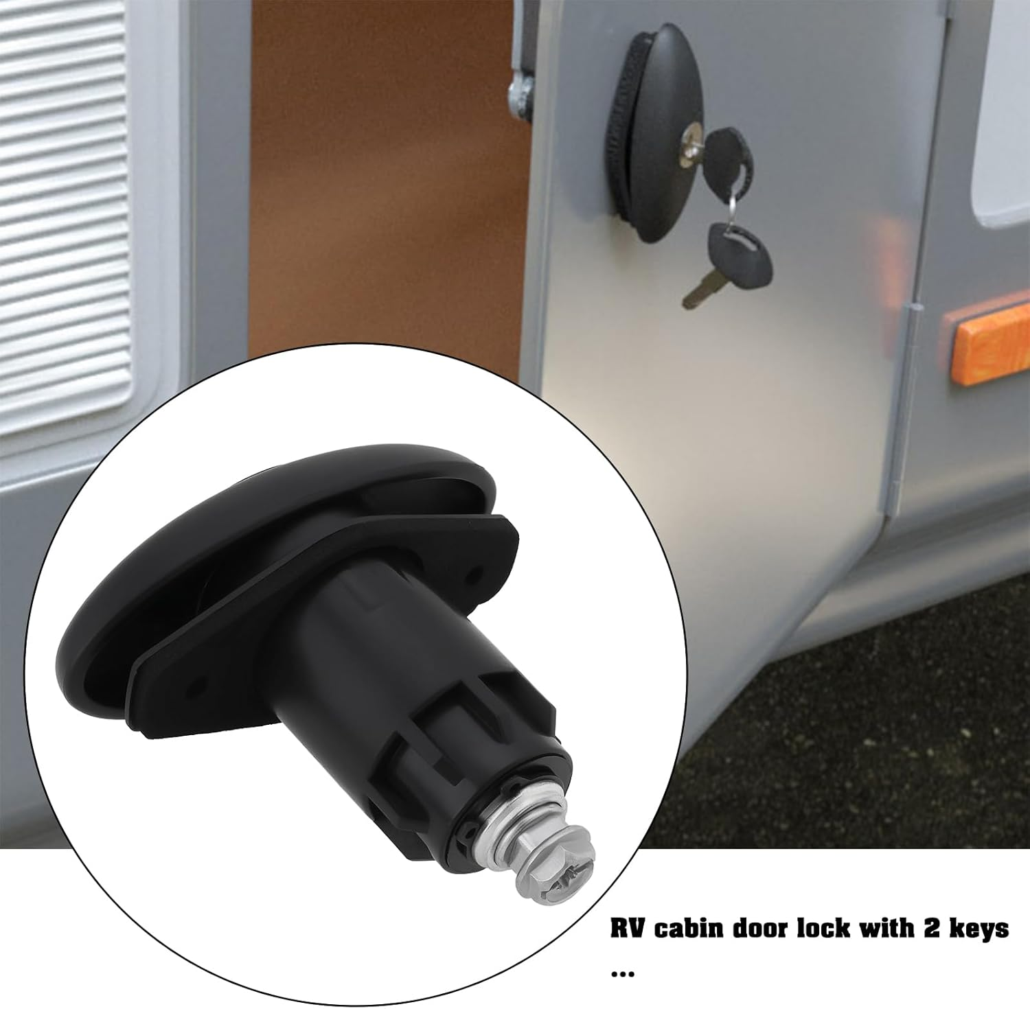 Emagtech 1 Set Caravan Cabin Door Lock with 2 Keys Suitable for 35Mm Door Thickness RV Door Lock with Baggage Locker for Travel Trailers image number 6