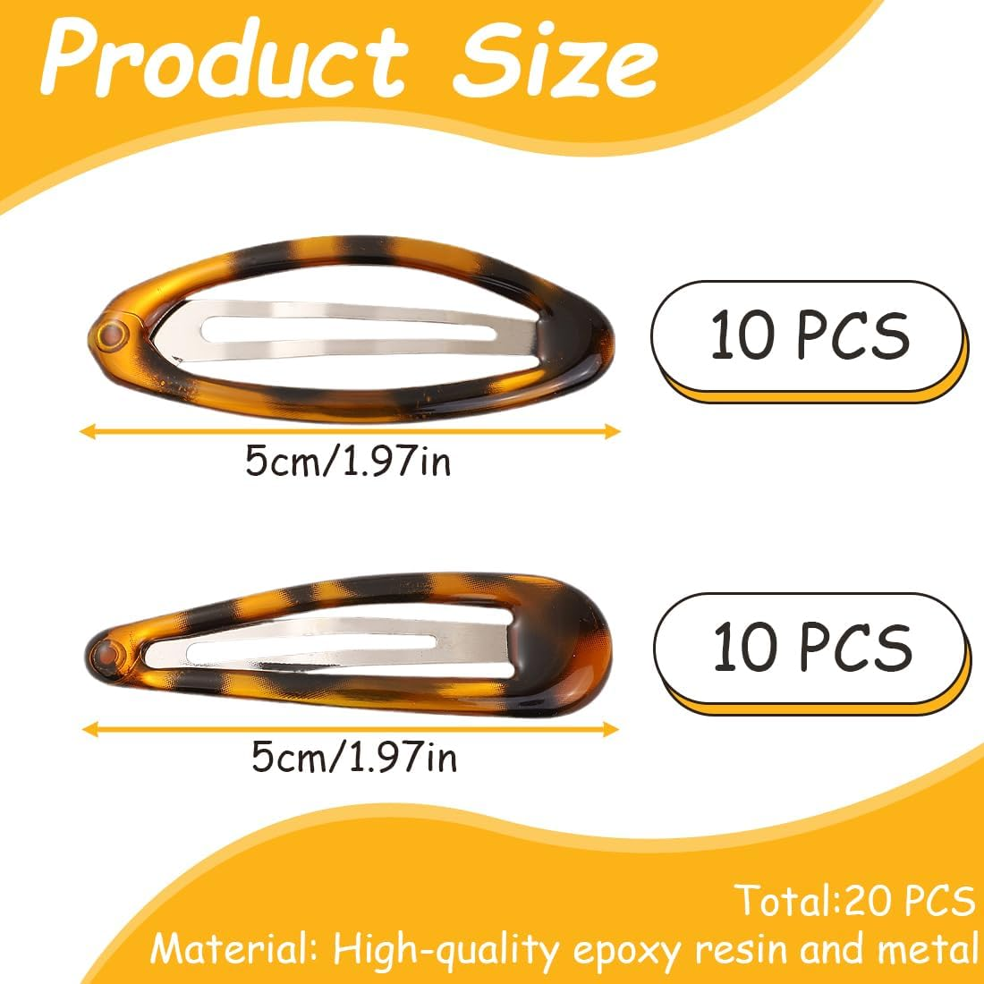 Pack of 20 Women'S Hair Clips, Classic Hair Clips in Tortoiseshell Look, Non-Slip Hair Clip, Hair Pin for All Hair Types image number 5