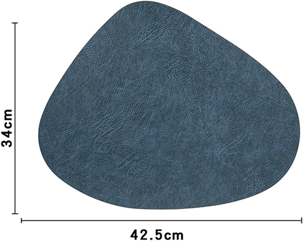 6 Pcs Leather Placemat, Oval PU Leather Wipeable Waterproof Table Mats, Non-Slip Double-Sided Heat Resistant Kitchen Dining Table Placemats, Washable Durable Stain for Home Hotel Restaurant