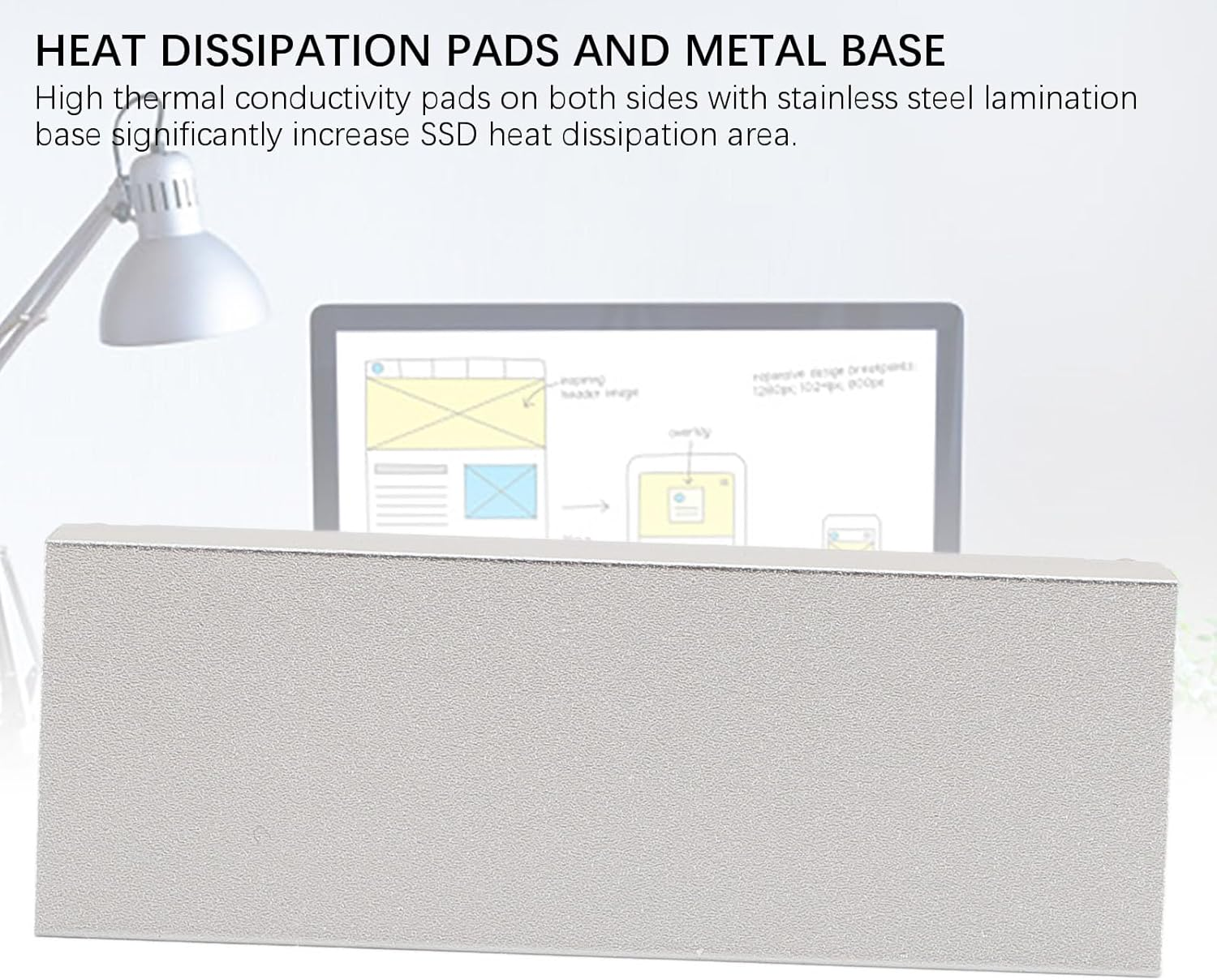 Nvme M.2 Heatsink with Temperature Display, M.2 Nvme 2280 SSD Cooler with Dual Thermal Conductive Silicone Pads, for M.2 Interface 22X80Mm Ssds (Silver) image number 6