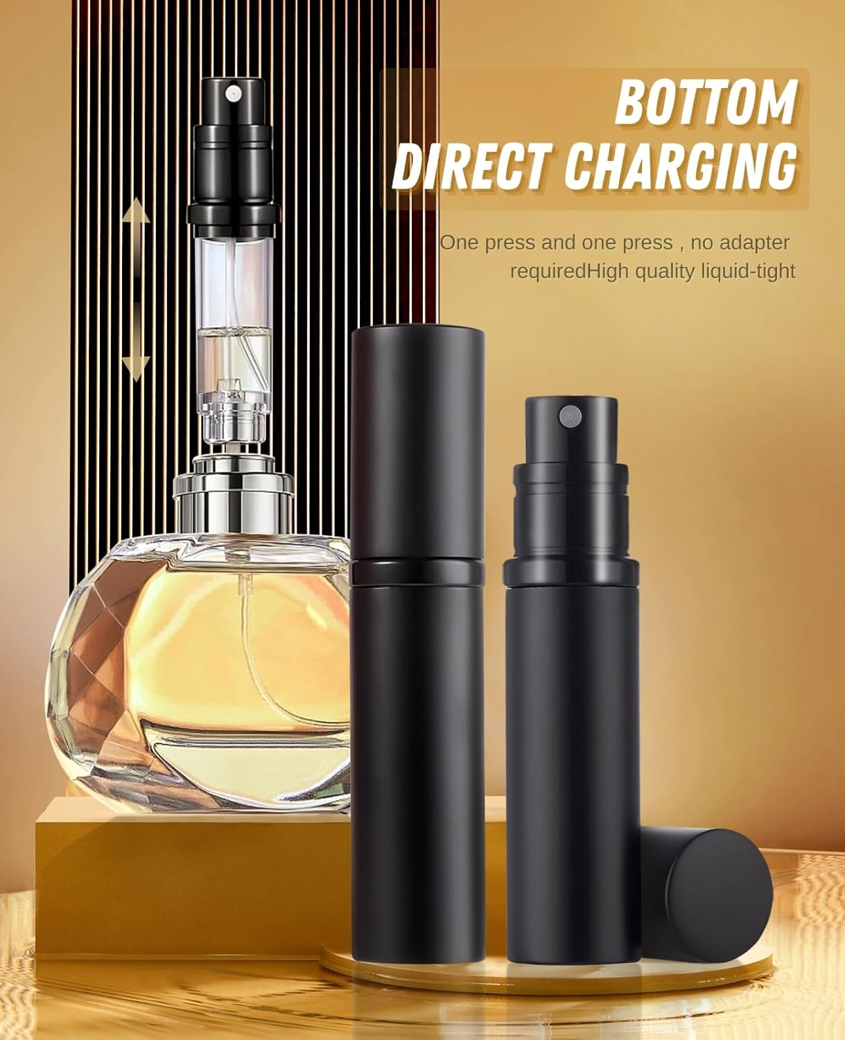 ASADAYS Portable Perfume Atomizer, Refillable Empty Travel Spray Bottle, Nano Mist Bottle, Bottom, Mini Atomizer, Pocket Size, Women and Men (Classic, C.G-2P) image number 3