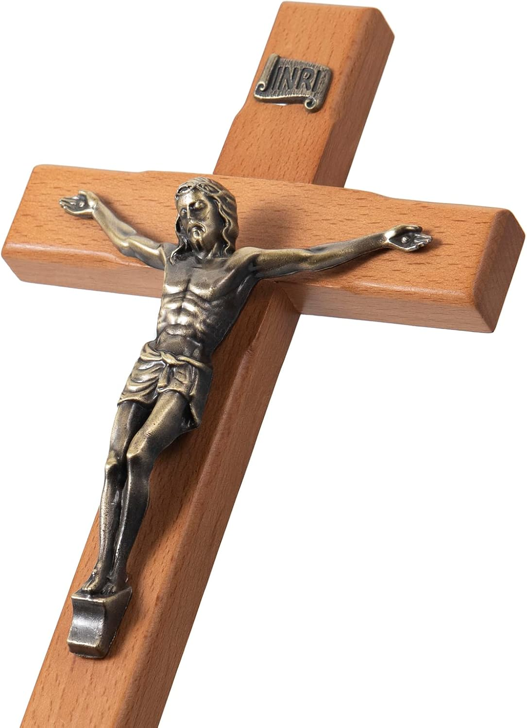 ARCHOBAN 10" Crucifix Wall Cross &ndash; Catholic Wooden Jesus Christ Cross for Wall or Prayer Room, Solid Wood Home Decor