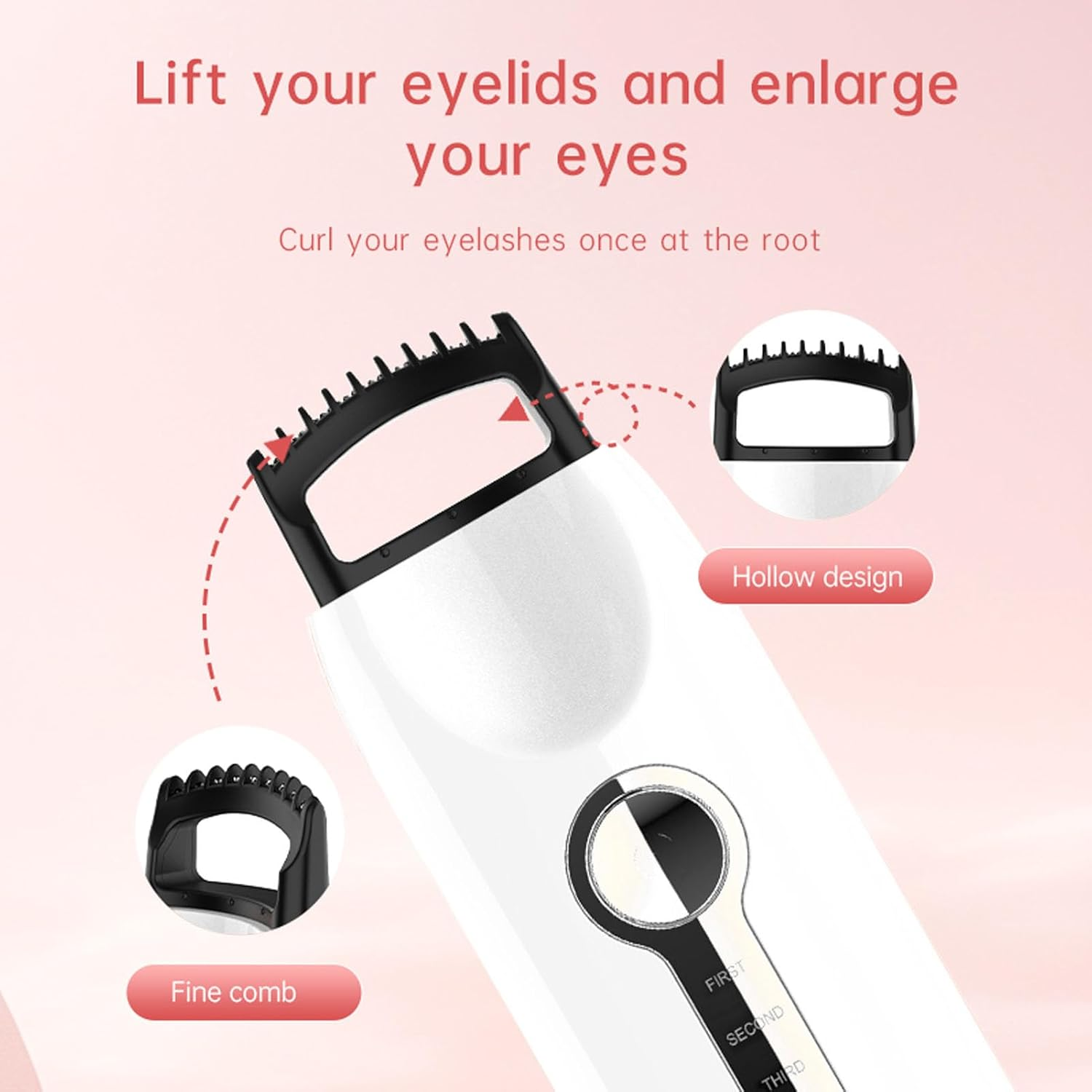Electric Heated Eyelash Curler Rechargeable - Portable Mini Lash Curler with Quick Heating & Temperature Control (White)