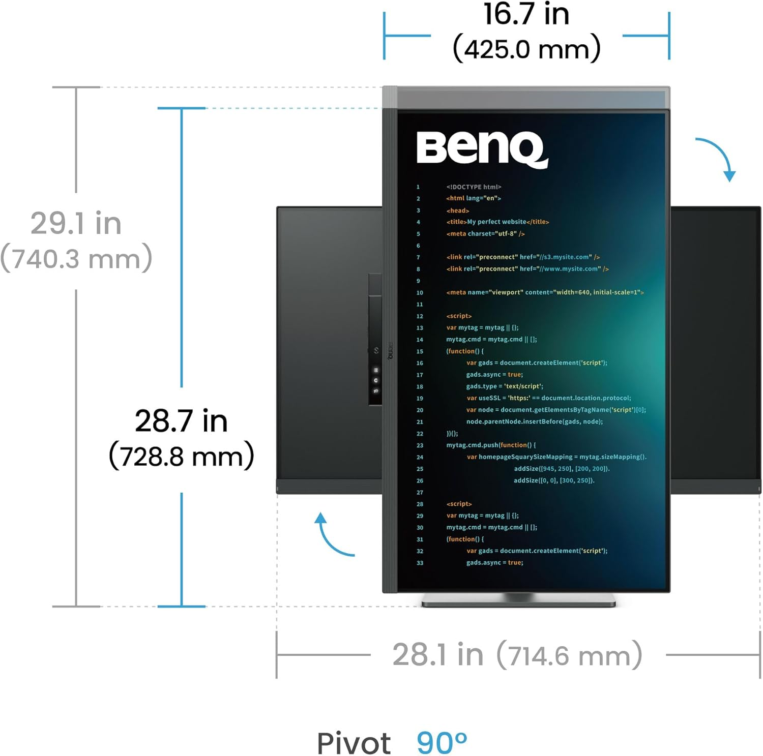 Benq RD320U 32&rdquo; 4K 3840X2160 Programming Monitor with 2000:1 Contrast Ratio, Nano Matte Panel, Backlight, 90W USB-C, Coding Modes, Night Hours Protection, Ergonomic Design, and Eye-Care Technology image number 3