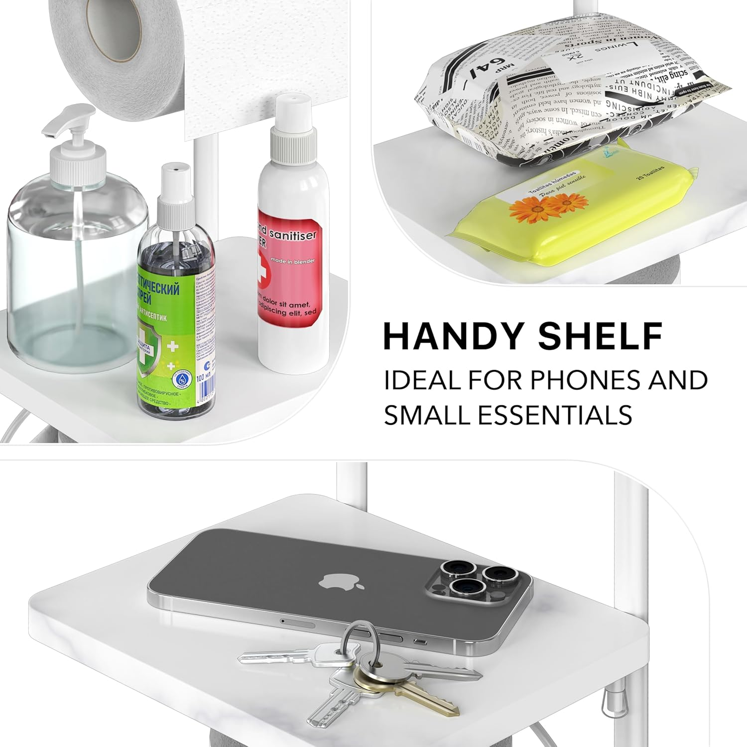 Simple Houseware English Style Bathroom Toilet Roll Holder Stand, White image number 1