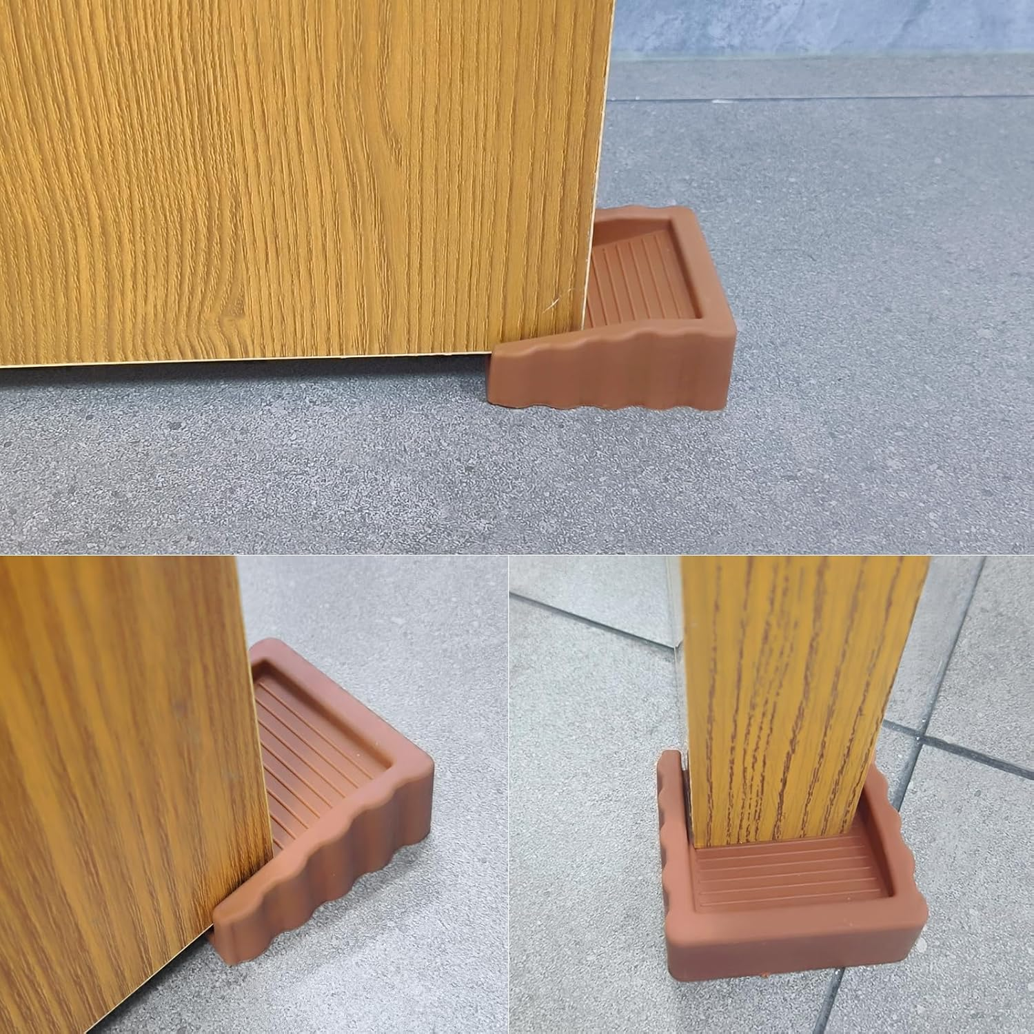 Rubber Door Stoppers Wedge,Bidirectional Door Stops,Small Size Cube Doorstop,Brown 2Pack - Blackx2 image number 6