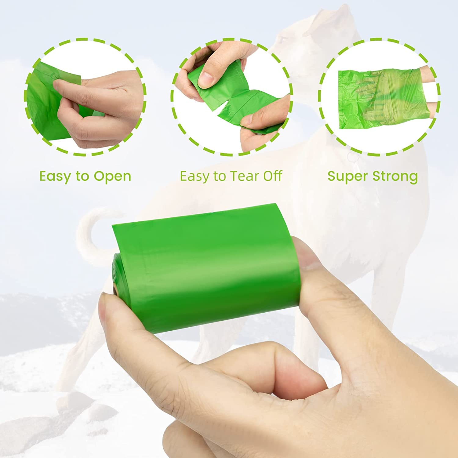 Puppydoggy Dog Poop Bags (10 Rolls,13"X9") Biodegradable Waste Bags Work with Poop Bag Dispenser and Dog Leash Extra Thick Tear Resistant Leak Proof for Walking Travel (150 Bags, Black) image number 2