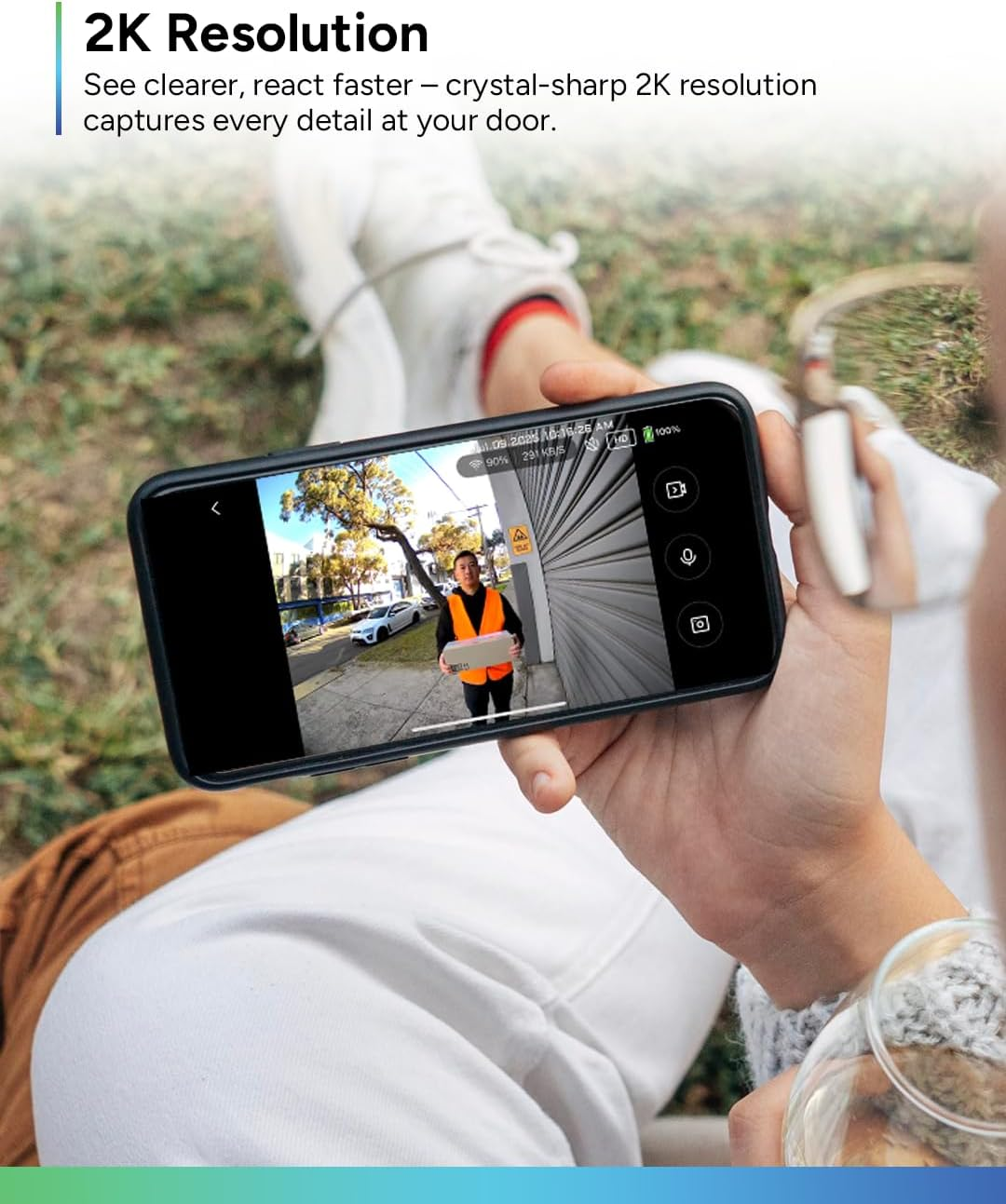 PSA Centrii Doorguard Wireless 5MP Super HD Video Doorbell with Homebase, 150 Days Battery, 8GB Local Storage, 166&deg; Ultra Wide View, Dual Band Wi-Fi, Free App - No Ongoing Fees! image number 4