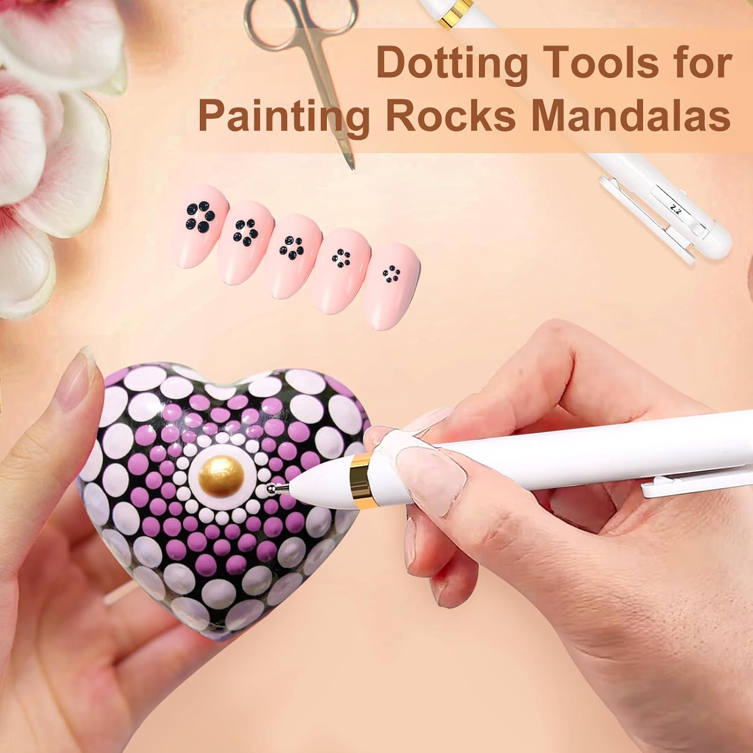 HJ Nail Dotting Pen Ballpoint Design Nail Art Kit with Tip Dot Paint, White-Nat248 - Hj-Nat248-Pink image number 7