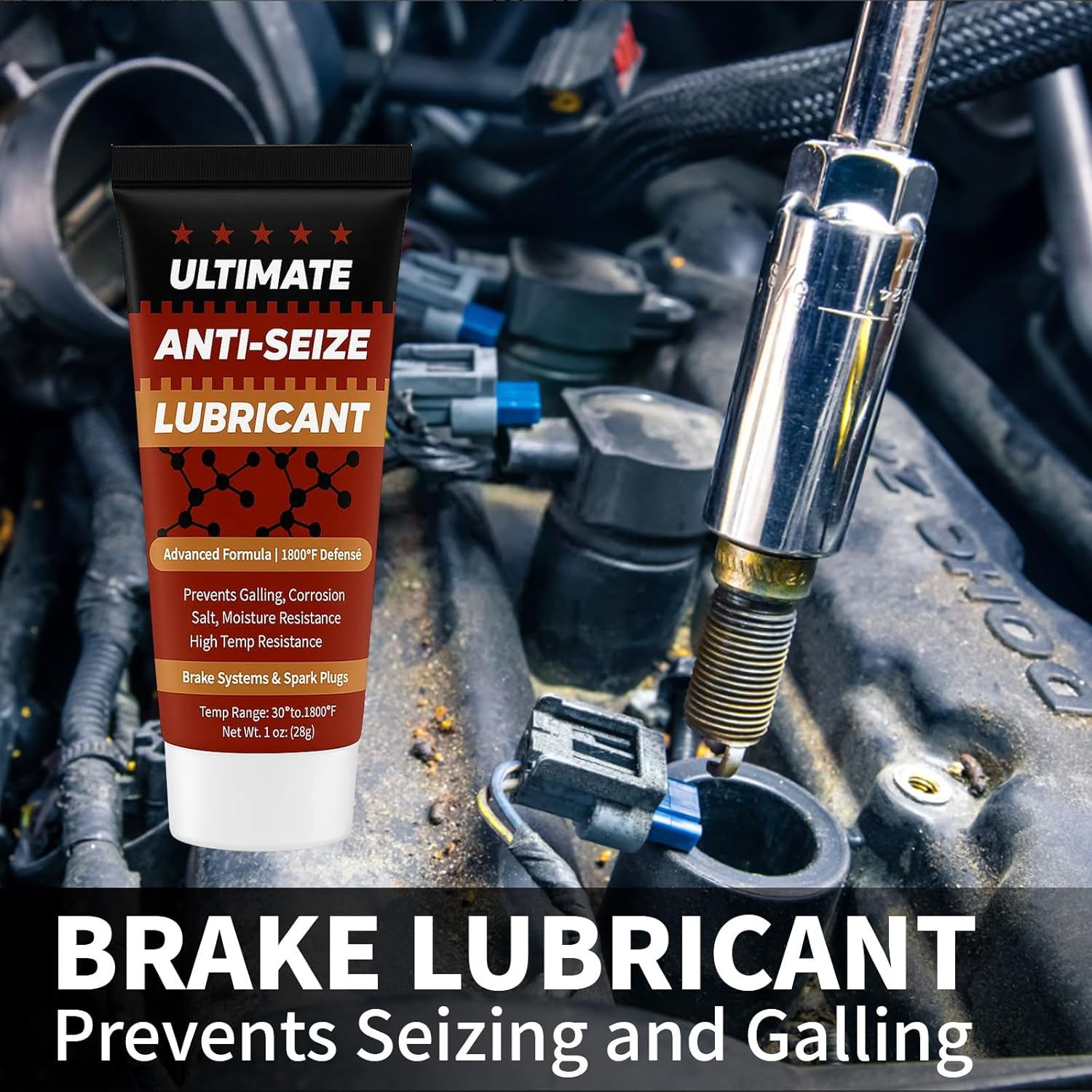 Copper Anti-Seize Thread Lubricant Spark Plug Antiseize Grease Compound for Automotive, Bolts and Nuts | High Temp Brake Parts Lubricant Grease Prevents Rust, Corrosion, Seizing - 1Oz Tube (1-Pack) image number 6