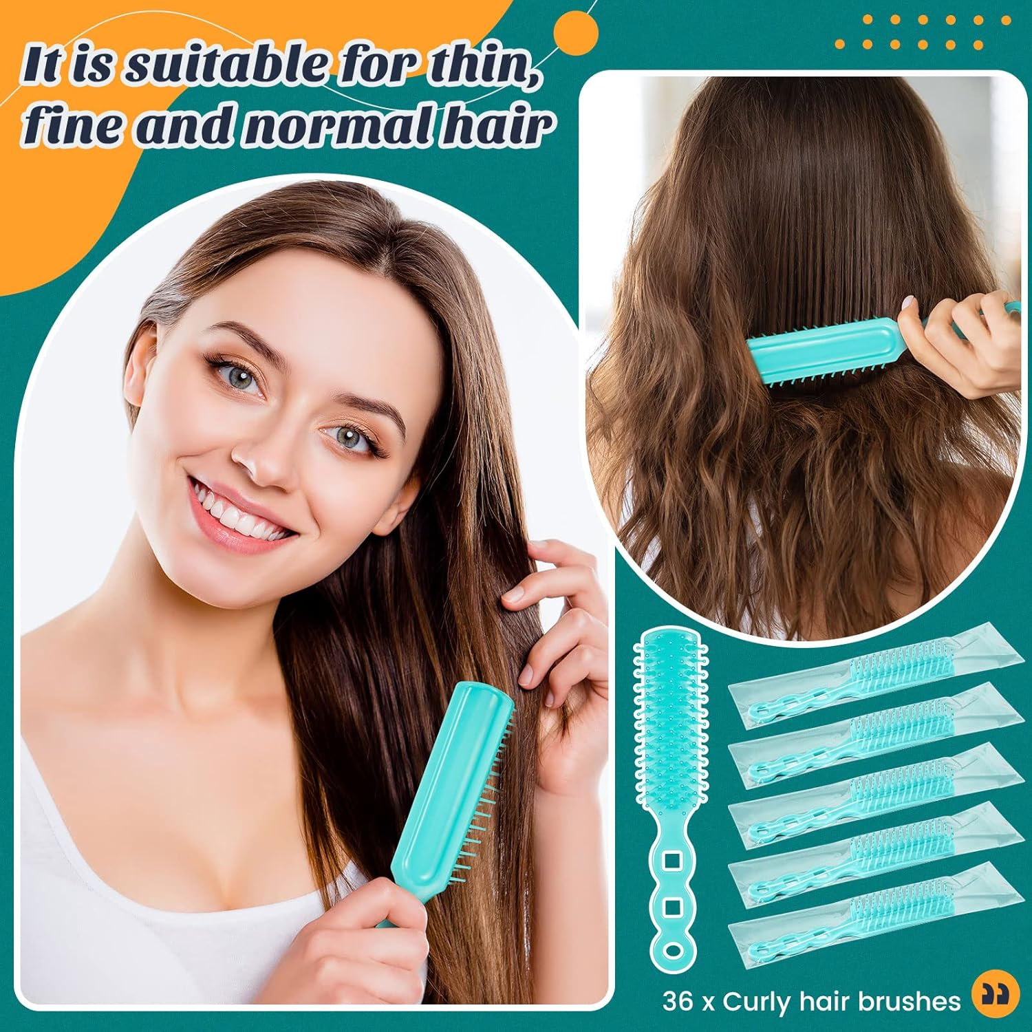 36 Pcs Hair Brushes Bulk for Homeless, Disposable Hair Brushes Nylon Bristles Detangling Brush for Chairty Donation Shelter Hotel Supplies image number 2