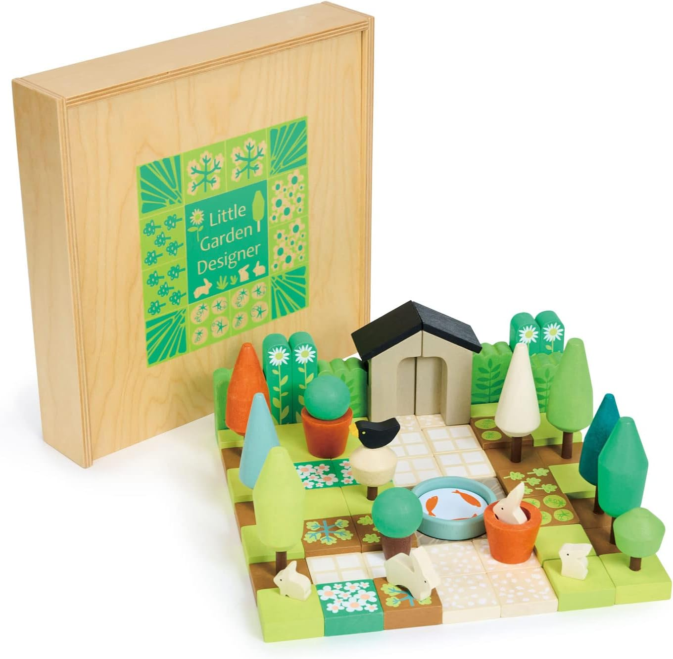 Tender Leaf Toys Little Garden Designer - Wooden Open Ended Montissori Block Sorting Tray for Kids image number 5