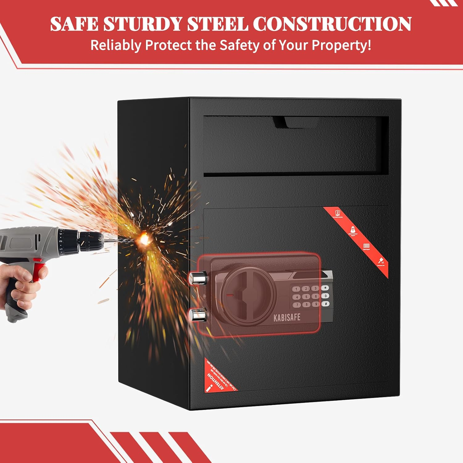 KABISAFE Depository Safe with Drop Slot, 3.0 Cu Ft Large Cabinet Anti-Theft Cash Drop Safe with Digital Keypad Lock, Business Security Safe Box with Alarm Function for Home Office image number 4