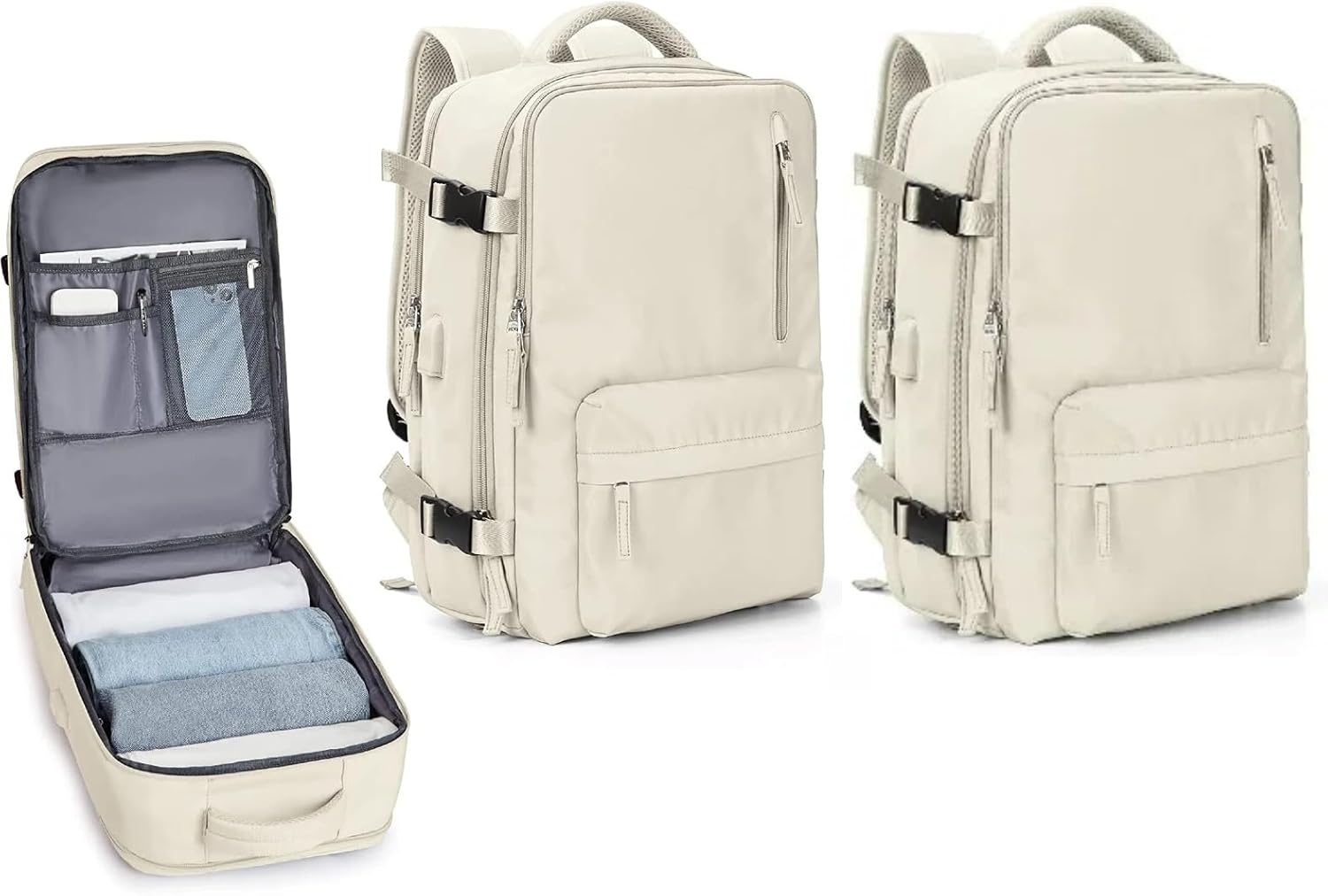 Large Travel Backpack Women, Carry on Backpack,Hiking Backpack Waterproof Outdoor Sports Rucksack Casual Daypack Fit 14 Inch Laptop with USB Charging Port Shoes Compartment