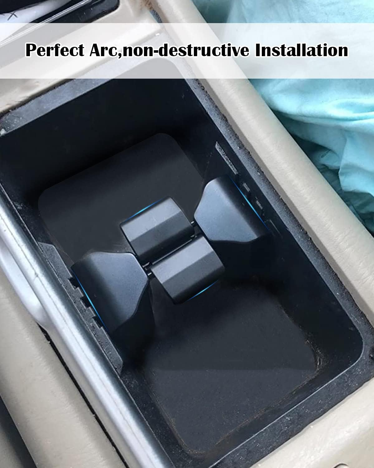 Cup Holder Insert Fit for Toyota Highlander 2002-2007 Adjustable Center Console Cup Holder Divider Replace 55604-48020 Black image number 2