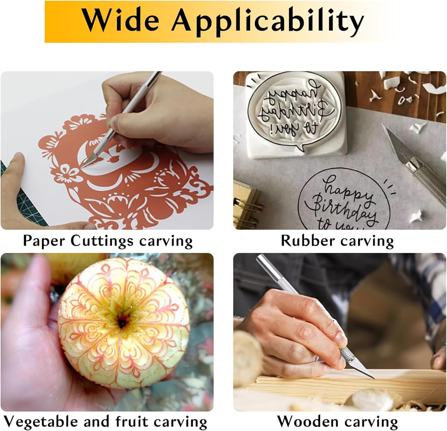 4 Pcs Precision Carving Craft Knife Hobby Knife,With 20Pcs Manganese Steel Blade Kit with 6In Steel Ruler,Ergonomic Aluminium Handle for Diy,Art,Cutting,Carving