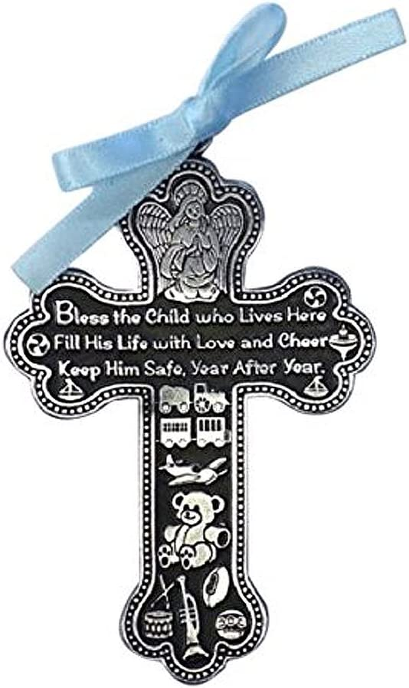Cathedral Art CM6 Baby Boy Cross Crib Medal, 3-Inch High, 0.20" X 2.25", Multi