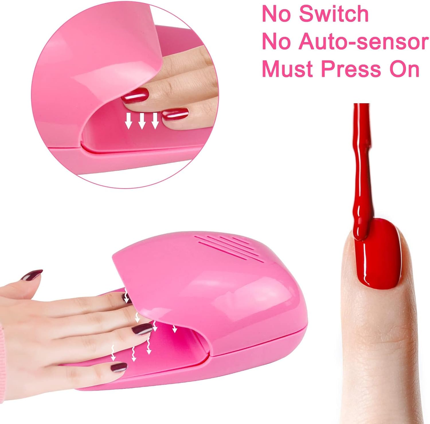 Eyxformula Nail Fan Dryer for Regular Nail Polish, Portable Nail Dryer Nail Art Polish Machine, Quick Dry Regular Nail Polish Air Blower Nail Dryer for Fingernail Toenail