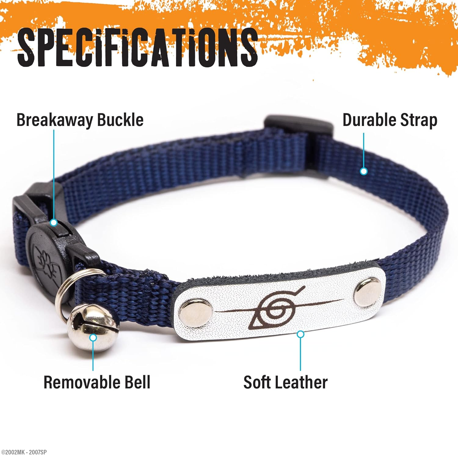 Naruto Cat Collars for Girls Cats Boys and Small Kittens Collar with Bell Officially Licensed Naruto Shippuden Hidden Leaf Village Headband Breakaway