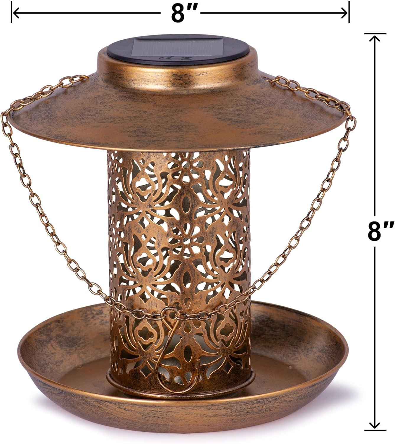 Solar Bird Feeder for Outdoors Hanging, Metal Wild Cardinals Garden Lantern with S Hook, Weatherproof and Water Resistant Birdfeeders as Gift Idea for Women Mom Grandma Bird Lovers (Bronze) image number 3