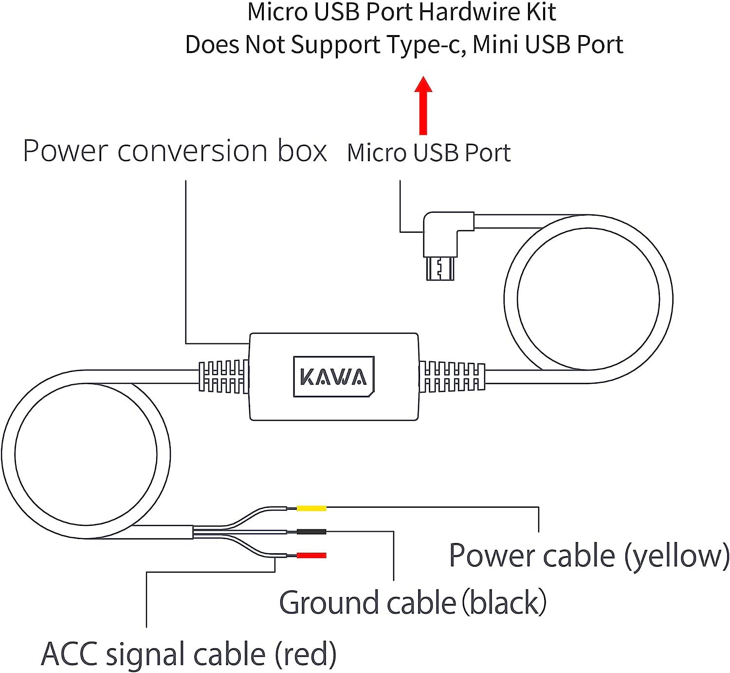 KAWA Dash Cam Hardwire Kit, Compatible with D6 / D5 Dash Cam, Micro USB Port 11Ft Hard Wire Kit, Converts 12V-24V to 5V, 24H Parking Monitor Mode, Low Voltage Protection(Not Adapt to D8 / D10 /MINI 3) image number 6