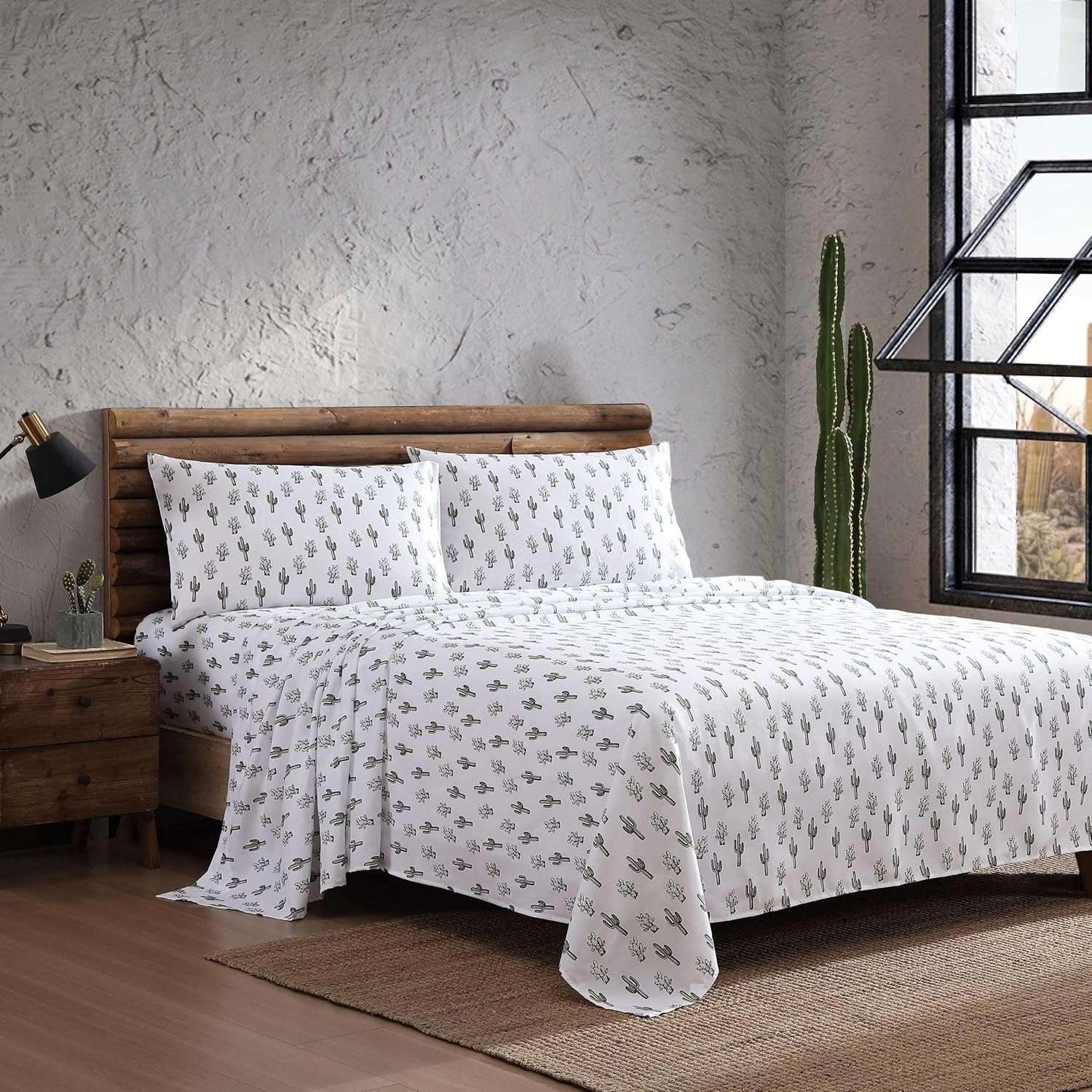 Wrangler - Sheet Set, Breathable & Wrinkle Resistant Bedding, Includes Matching Sham & Pillowcases, Western Inspired Home Decor (Cacti Green, Queen) image number 5
