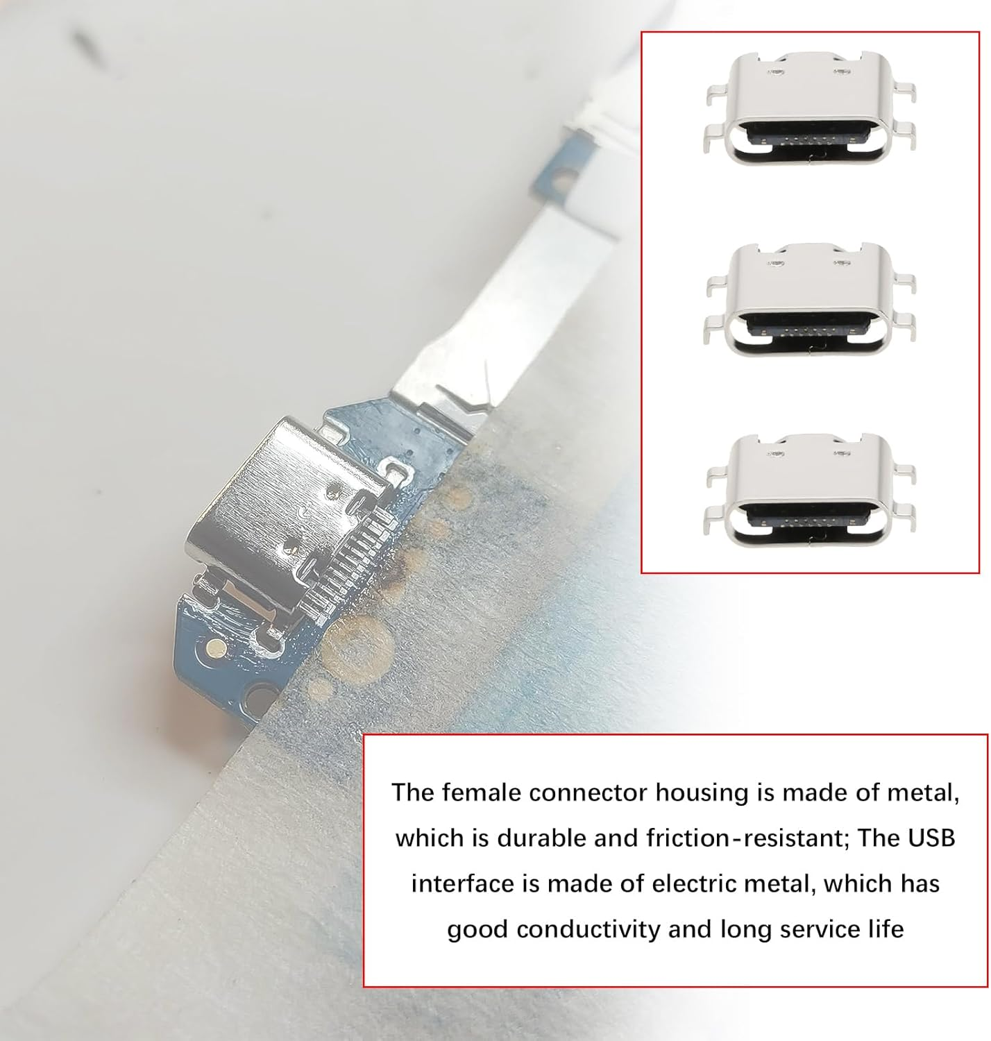 Emagtech 5PCS Type C Charging Socket Port USB C Female Charging Socket Port Charger 4 Pin Connector Socket Jack Compatible with Alcatel 1T 10 8092 Tablet image number 4