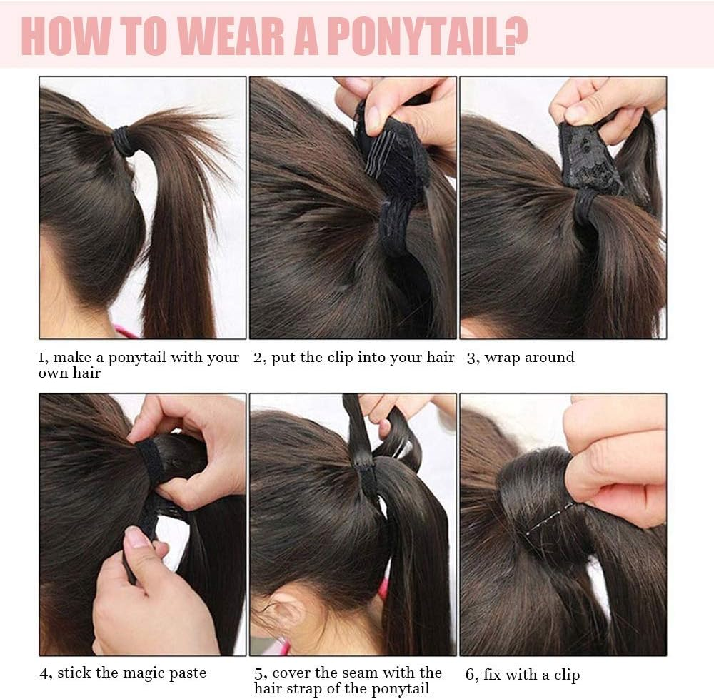 Cybelleza Clip-In Ponytail Extensions, Ponytail Hairpiece, Hair Extension, Braid Extension, 55 Cm, 100 G, Straight, Straight Hair Thickening for Women (Dark Brown & Light Brown) image number 7