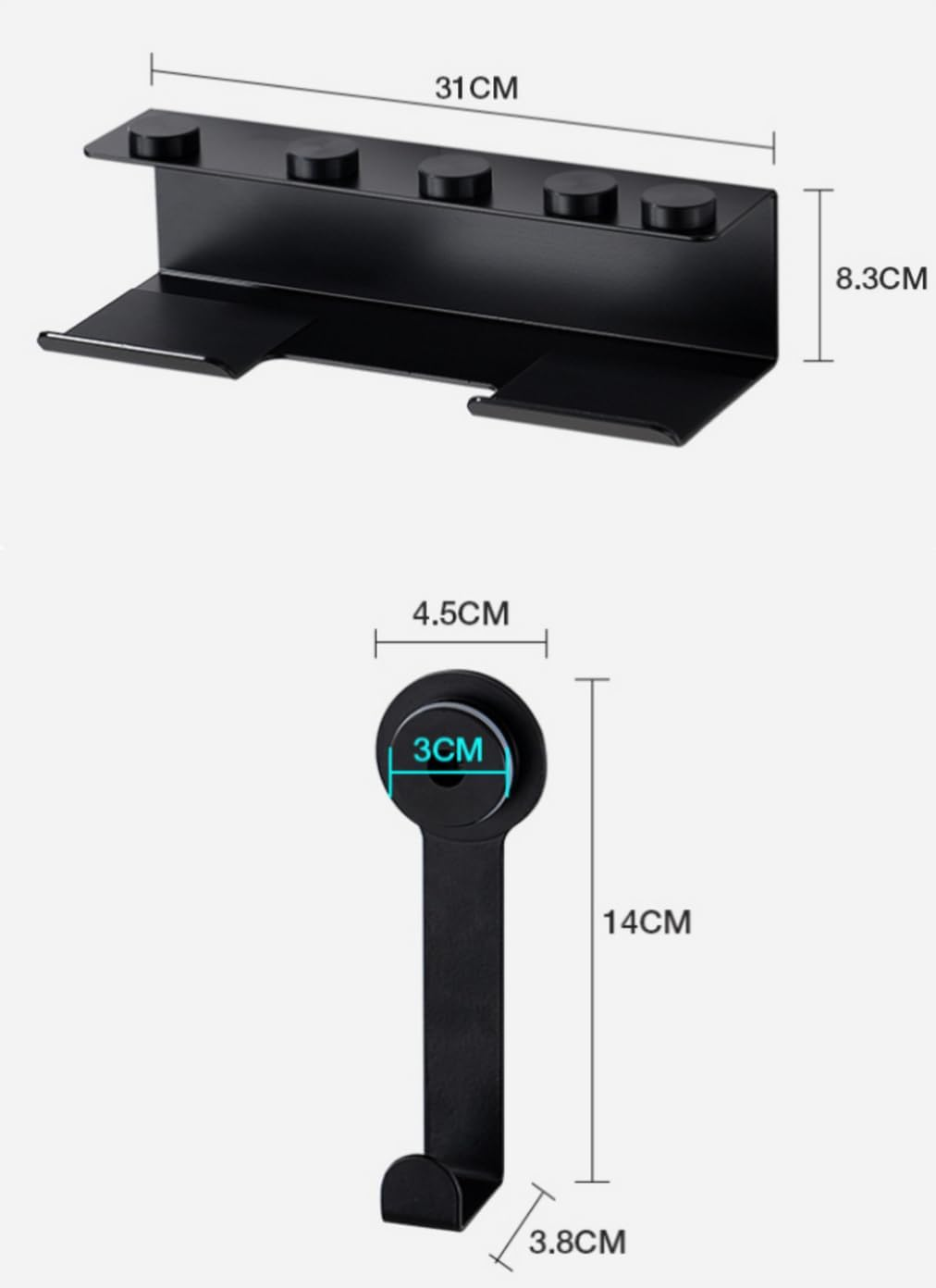 GENCAM Airwrap Wall Mount Organizer for Shark Flexstyle 430/440, Aluminum Alloy Storage Holder and Attachments (Black)