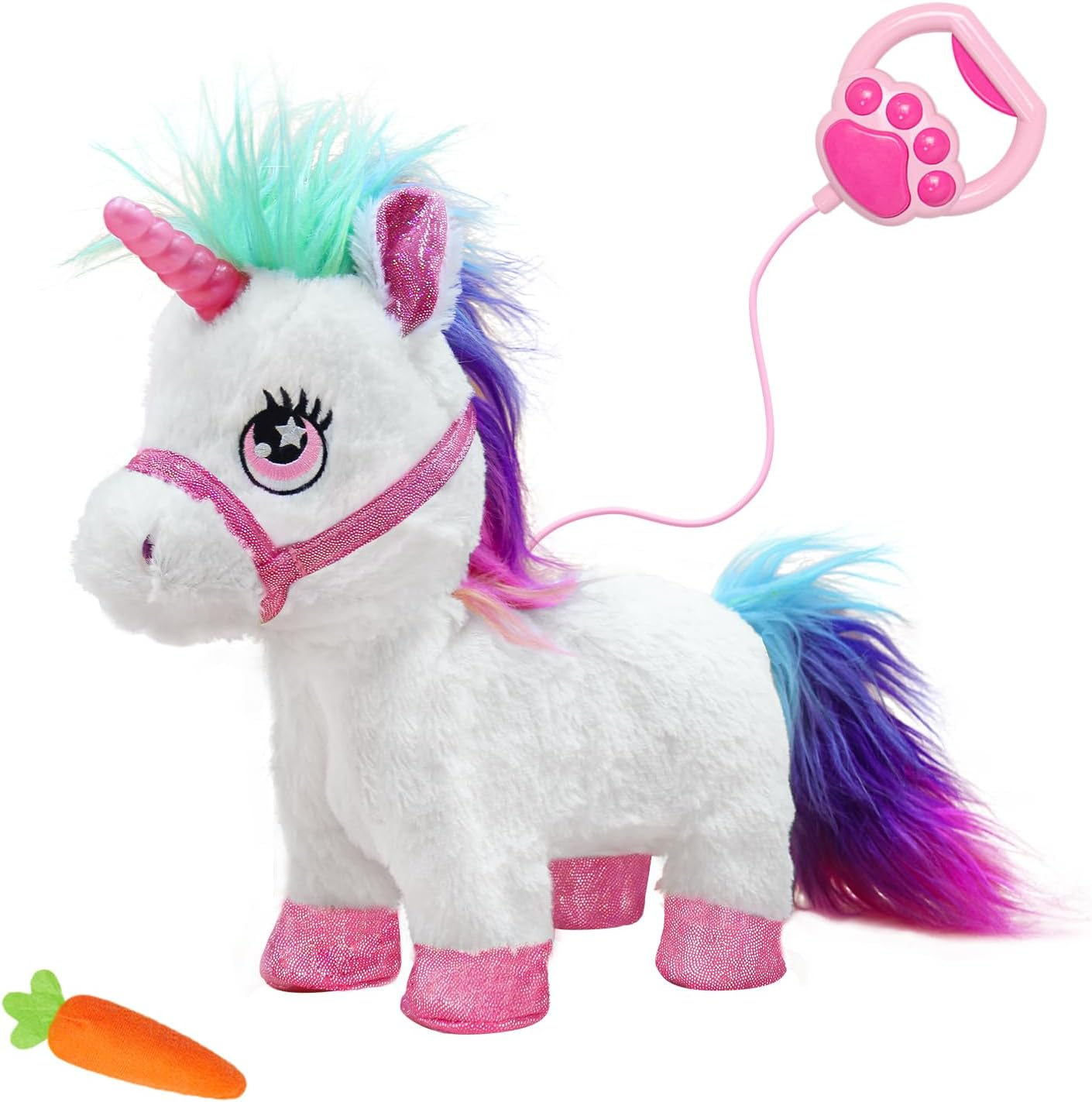 YH YUHUNG Interactive Walking Unicorn Toy, Light-Up Horn, Sound Effects, 22 Cm Height, with Detachable Leash image number 3