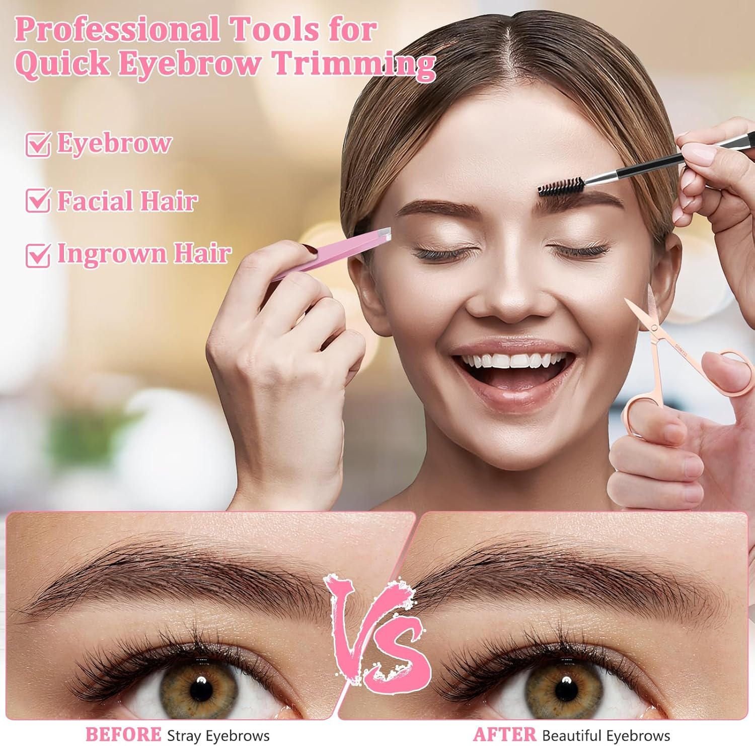 NICEMOVIC Tweezers for Women Facial Hair 7 Pcs, Stocking Stuffers for Teen Girls Adults, Christmas Birthday Gifts for Women, Tweezers for Eyebrows, Beauty Gifts for Mom Her Wife Sister Daughter