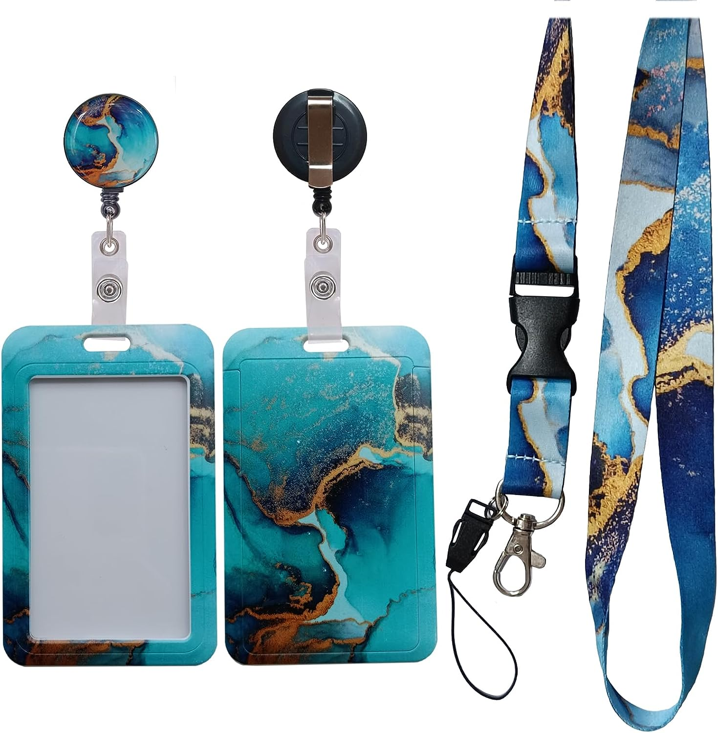 Badge Holder with Detachable Neck Lanyard Reel Clip, Retractable Vertical ID Card Holder Keychain Name Badge with Belt Clip, Work Office Nurse Medical Student Teacher Women Men Gifts (Sunflower)