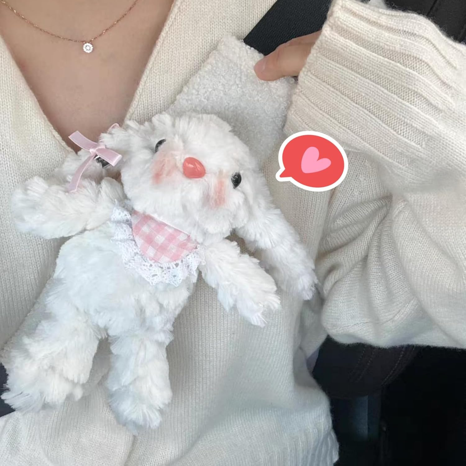 2 PCS Seat Belt Cover Pad, Cute Kawaii Animal Bunny Seatbelt Covers for Adults, Winter Plush Fluffy Soft Seat Belt Cover, Cartoon Seatbelt Cushion,Car Seat Strap Pads (A-Bunny(Pink)) image number 4