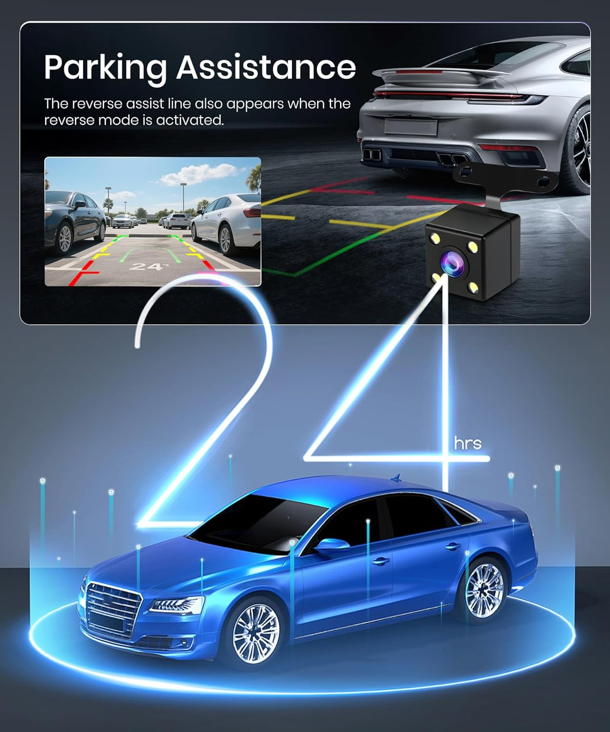 Wifi Dash Cam 4 Channel 360&deg; Car Recorder Front and Rear inside Side, 3 Inch 1080P DVR Camera with 480 Rear Pull + G-Sensor, Rearview, Night Visio, Loop Record, 24H Parking Watch image number 6