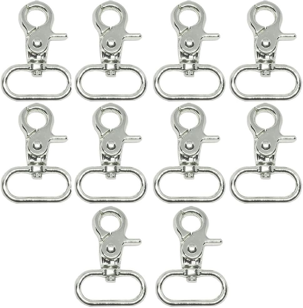10 Pcs Swivel Lobster Claw Lobster Clasps Keychain with Swivel Zinc Alloy Lobster Claw Clasp Accessories for Keychains, Dog Leashes and Crafts (Silver) image number 1