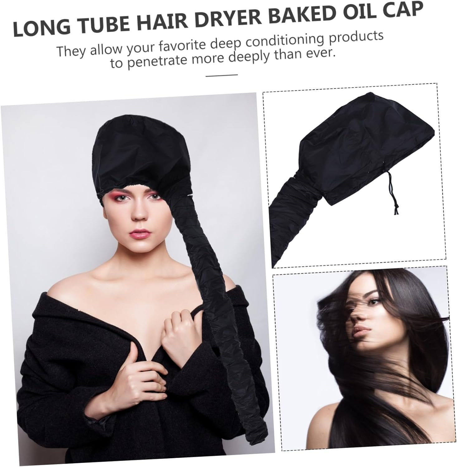 CIYODO 2Pcs Portable Thermal Hair Conditioning Caps Deep Conditioning Heat Hats for Home Use Travel Spa Durable Design Black for Hair Care image number 6