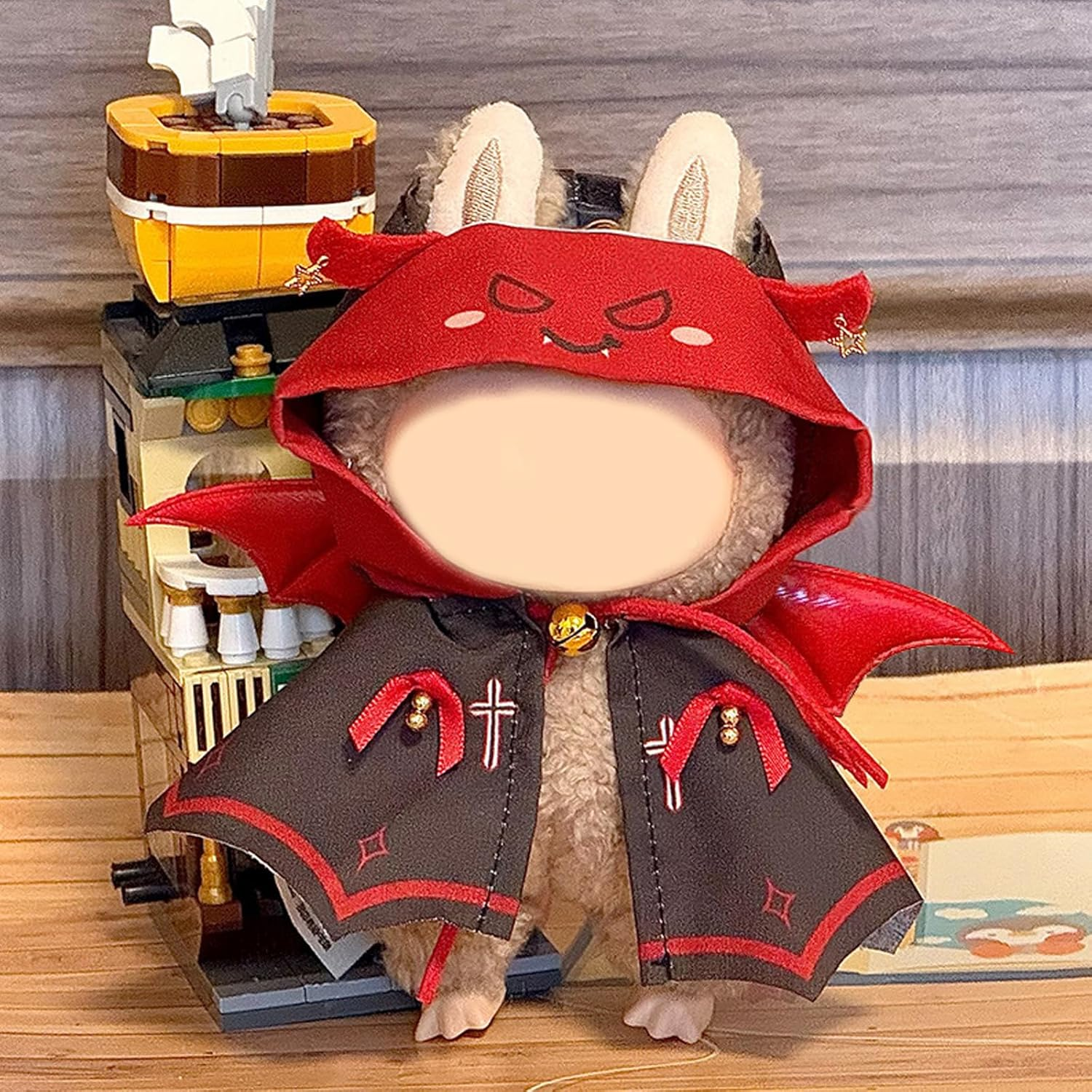 Clothes for Labubu, 17Cm Doll Clothes Set Suitable for Labubu Dolls Accessories - Cloak + Wings (NO Doll),Little Devil image number 2