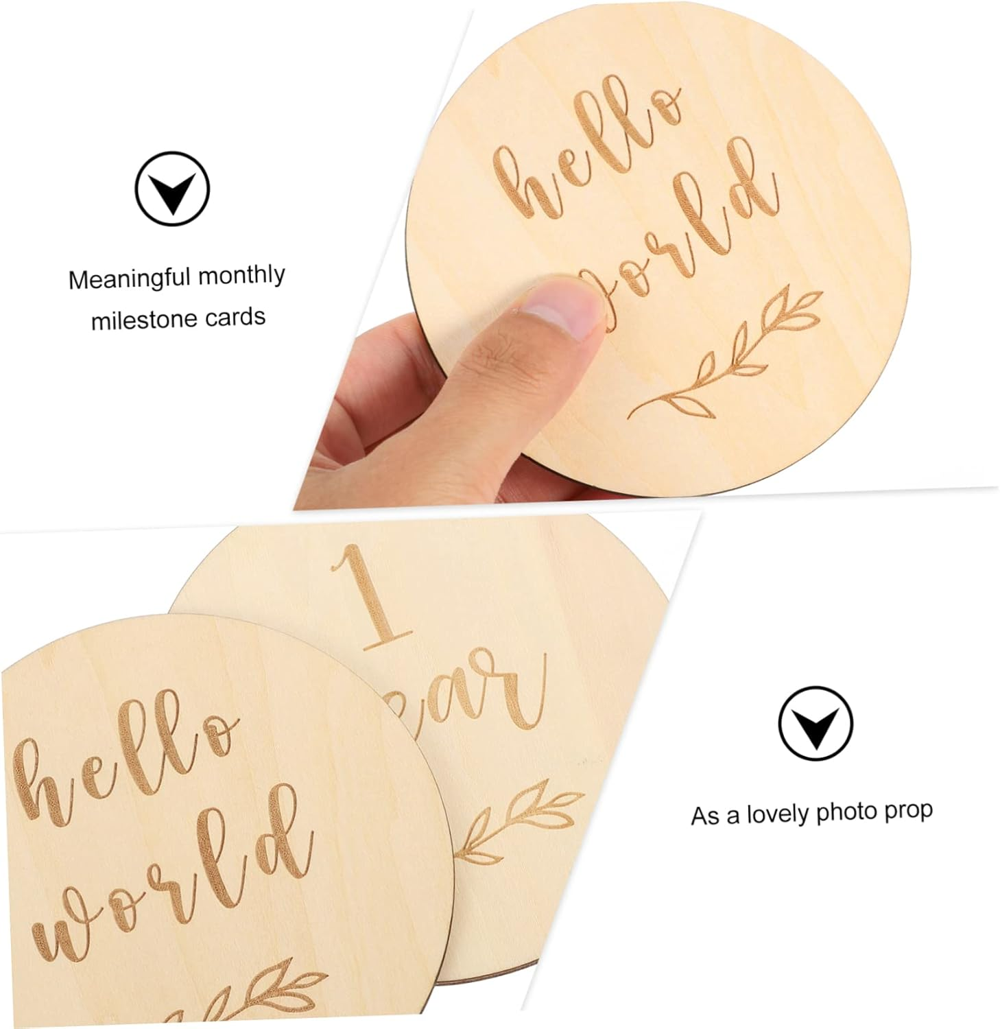 YARNOW 13Pcs Wooden Milestone Cards with Chic Wood Grain Monthly Growth Commemorative Photo Props for Newborns Keepsake Set for First Year Tracking image number 6