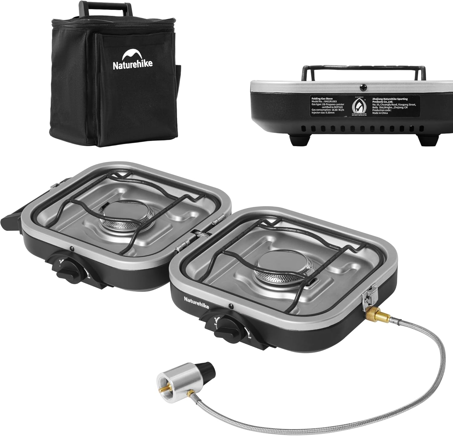 Naturehike Upgraded Folding Gas Stove, 2-Burner Camping Stove, Portable Gas Stove with Dual Burners, Compact & Lightweight Propane Stove for Camping, Picnics, Backpacking (IAPMO GASMARK CERTIFICATED) image number 2
