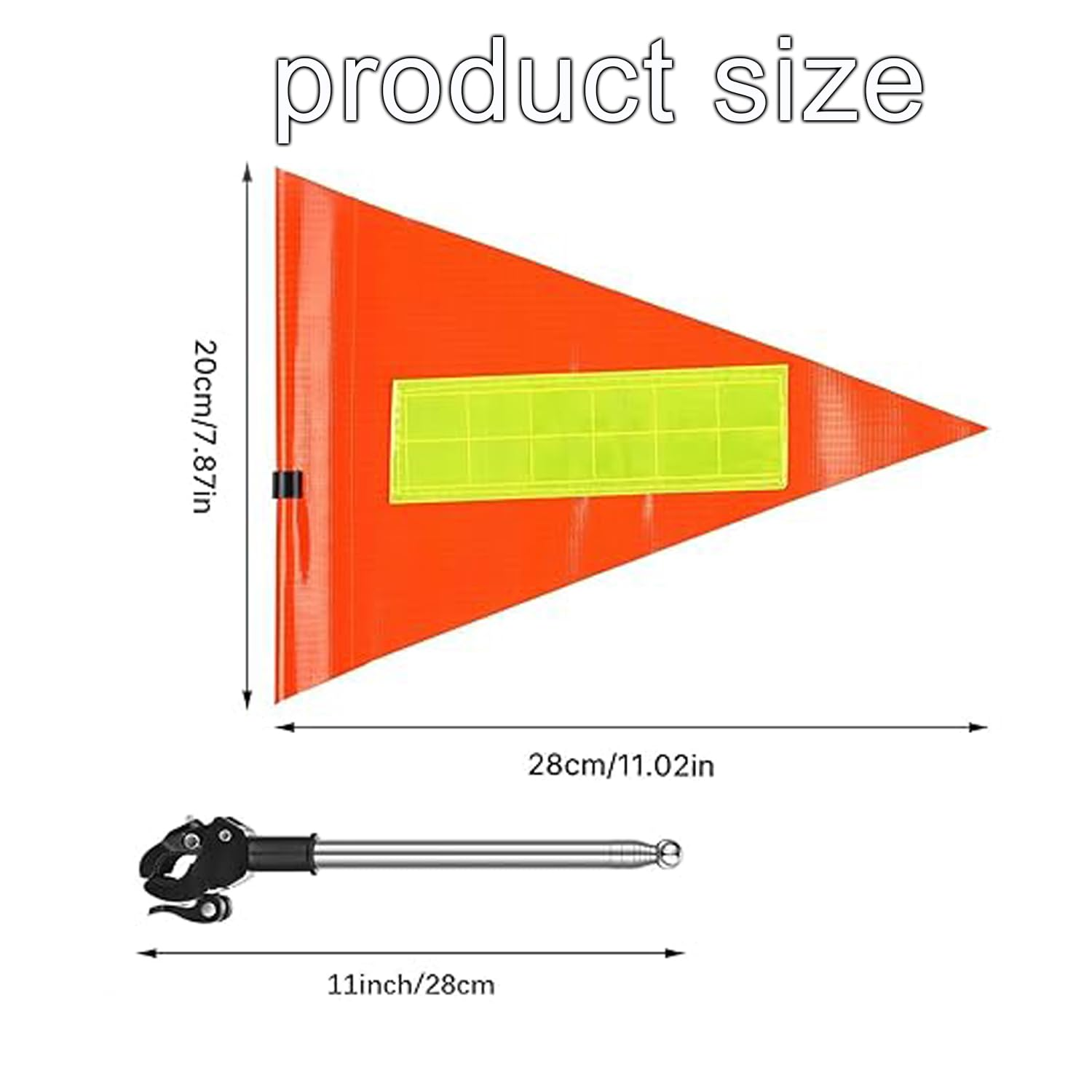 WEZCHUGHAOL Telescopic 63" Bike Safety Flag with Reflective Waterproof Triangle & Mounting Bracket &ndash; High Visibility Pole for Bicycle, Golf Cart, Scooter, Wheelchair Accessories image number 5