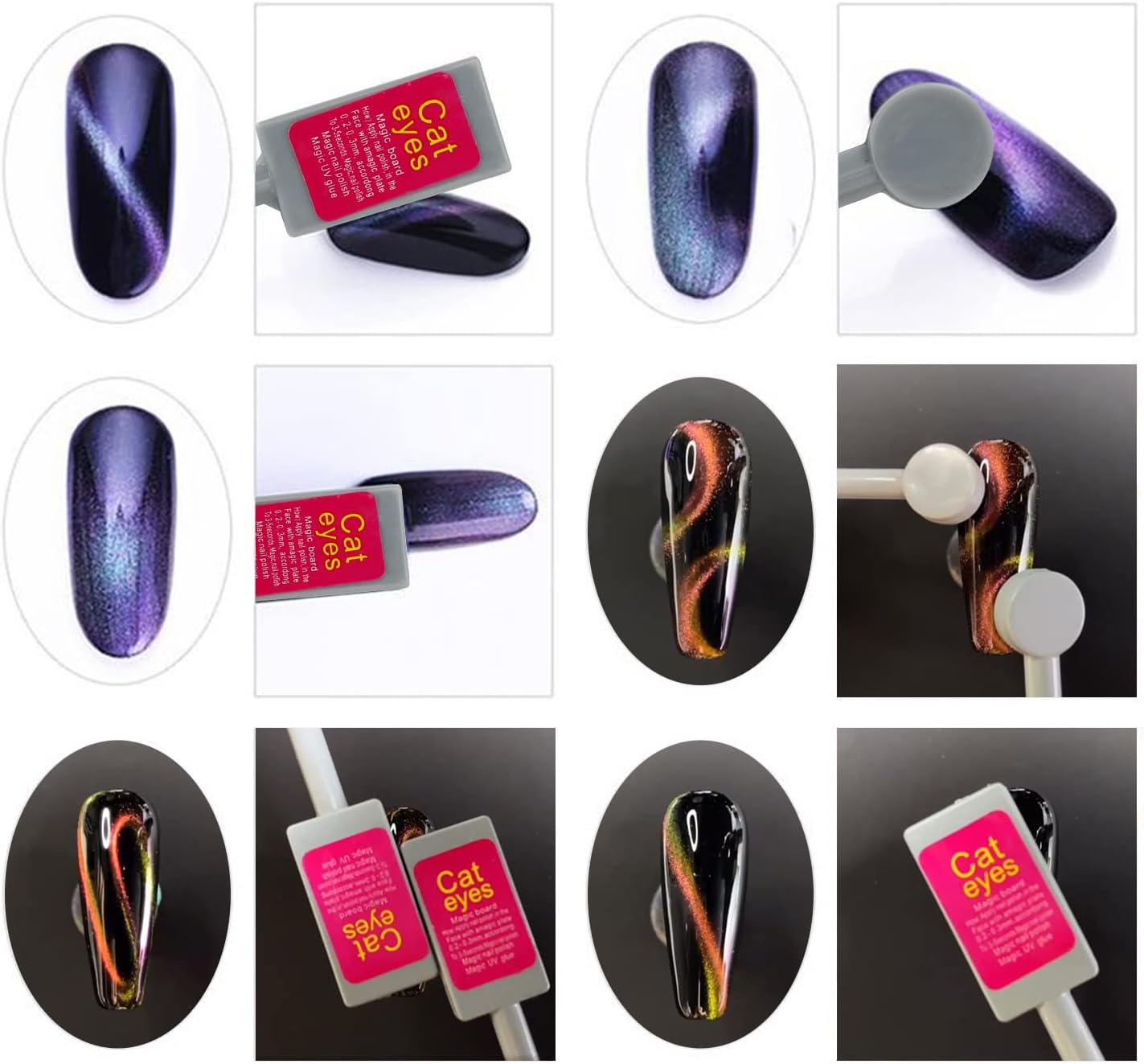 2Pcs Cat Eye Magnet for Nails 3D Cat Eye Magnet Strong Pen Dauble Head Cat Eye Magnet Stick Cat Eye Gel Nail Polish Nail Art Manicure Tool