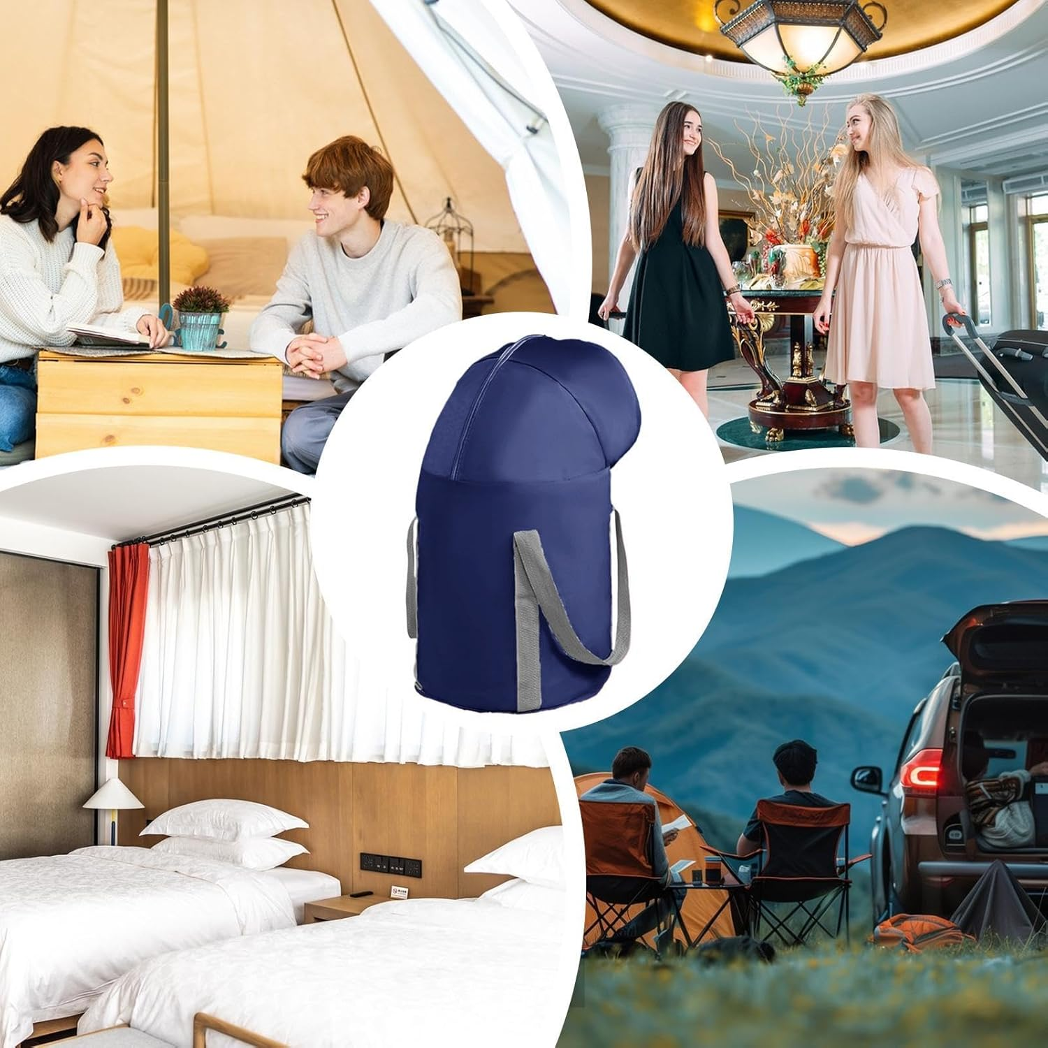 Apujent Portable Foot Bath,Foldable Foot Wash Bag Foot Bath Basin with Knee Cover - Pedicure Foot Spa Tub Bag, Portable Foot Bucket for Travel, Outdoor, Laundry Use