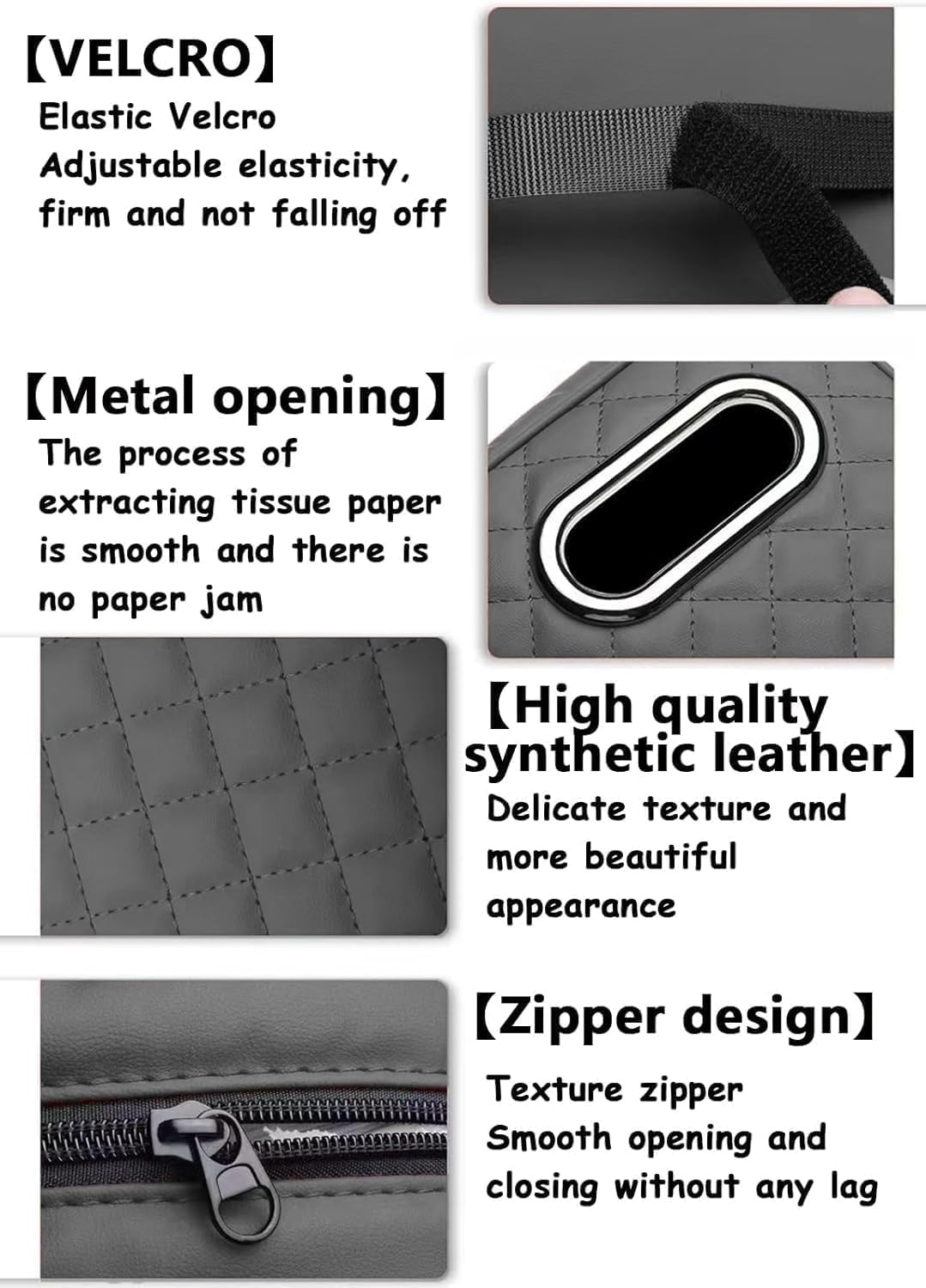 Car Console Armrest Pad with Tissue Box,Car Center Console Cushion with Pocket and Tissue Box,Universal Waterproof Leather Auto Armrest Seat Box Protector,Car Armrest Cover for SUV, Truck (Khaki) - Grey image number 4