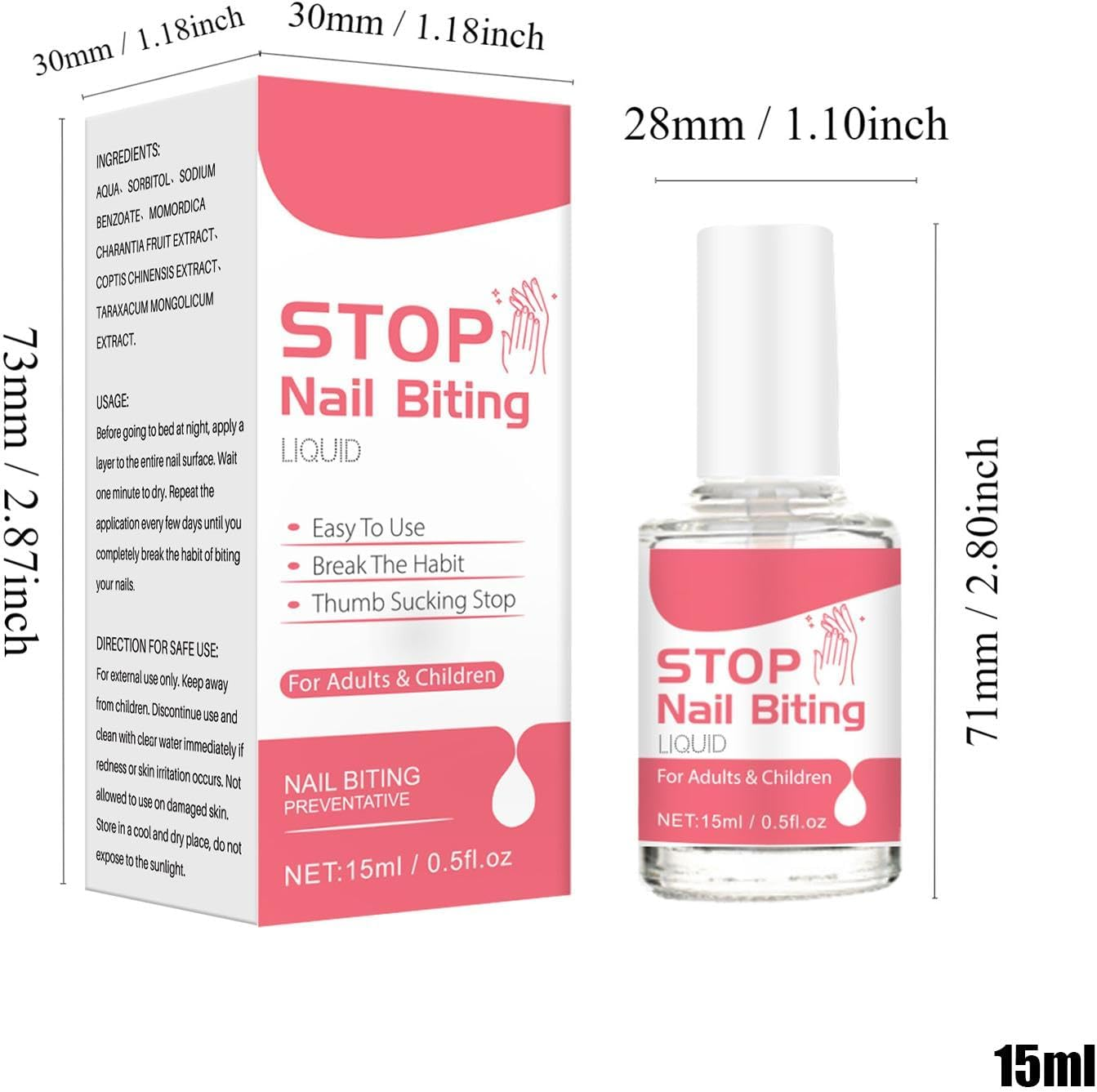 Nail Biting Prevention Polish,0.5Fl Oz anti Bite Nail Polish - Care for Kids & Adults, Thumb Sucking Stop, Bitter Taste, Safe & Effective, Non-Glossy Invisible Coating, Stop Nail Biting & Thumb image number 4