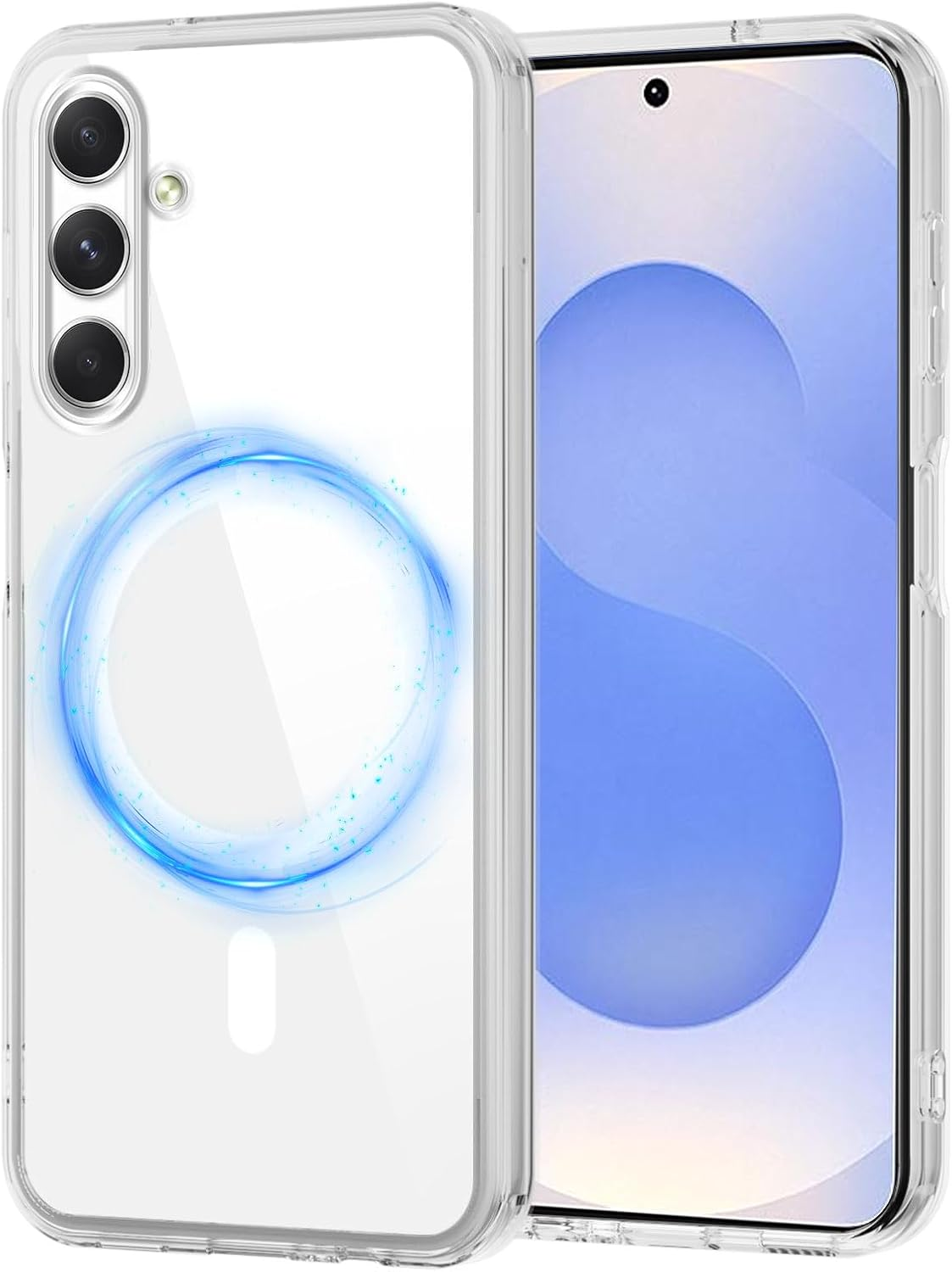 XTCASE Case for Samsung Galaxy S25 FE 5G, Magnetic, Compatible with Magsafe, Transparent Mobile Phone Case, Transparent PC Back + TPU Bumper, Crystal Clear