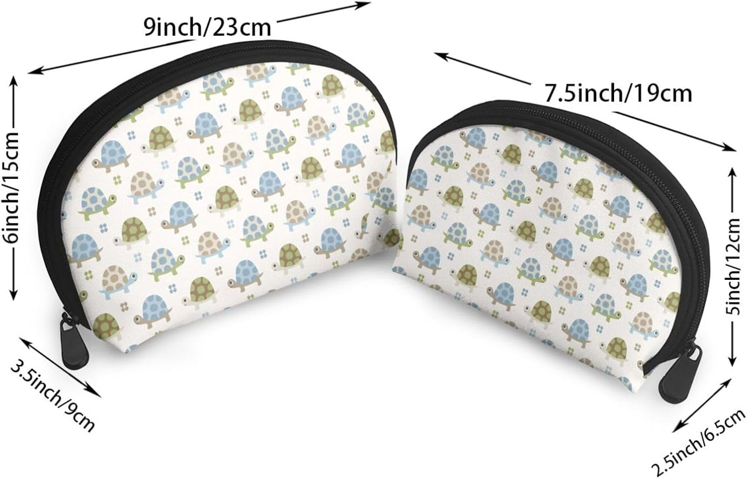 Cozimangoe Coin Pouch Makeup Bags Set, 2 Piece Shell Shape Cosmetic Bag with Pockets for Daily Travel Handbag Lipstick Keys Toiletry, Personalized Seamless Turtle Pattern